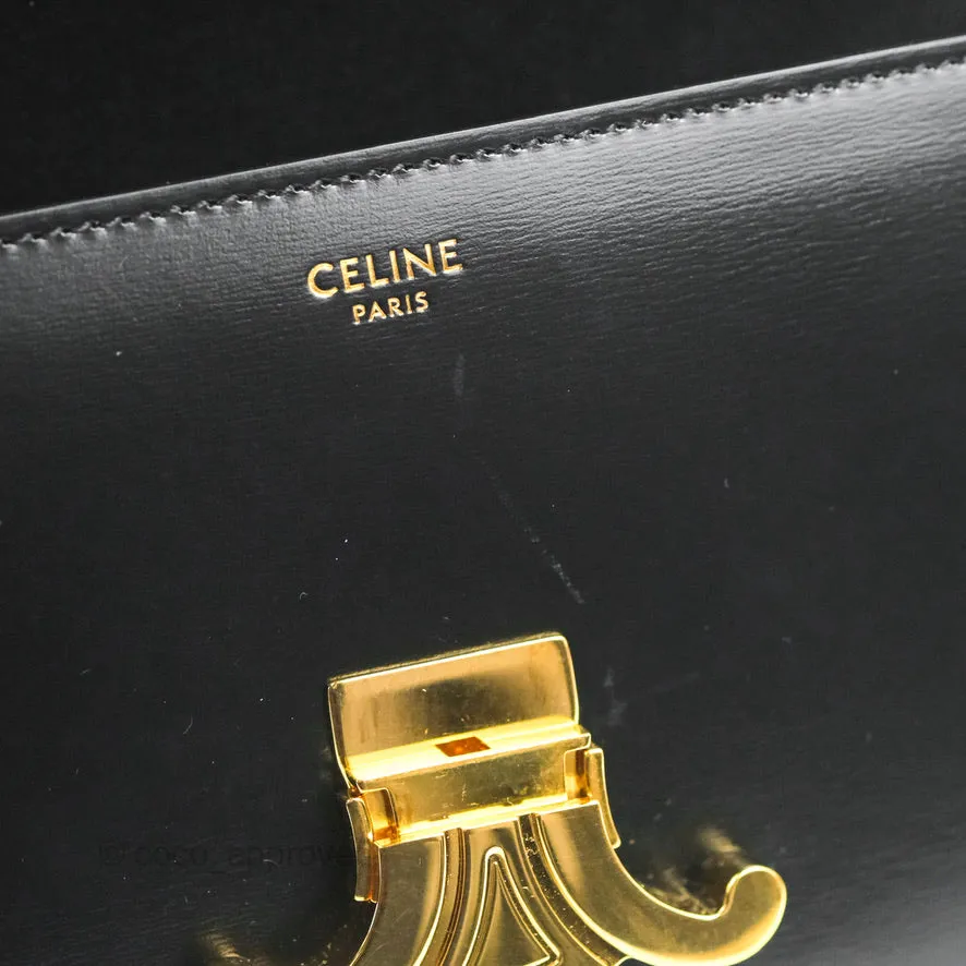 Celine Triomphe Shoulder Bag Black Calfskin