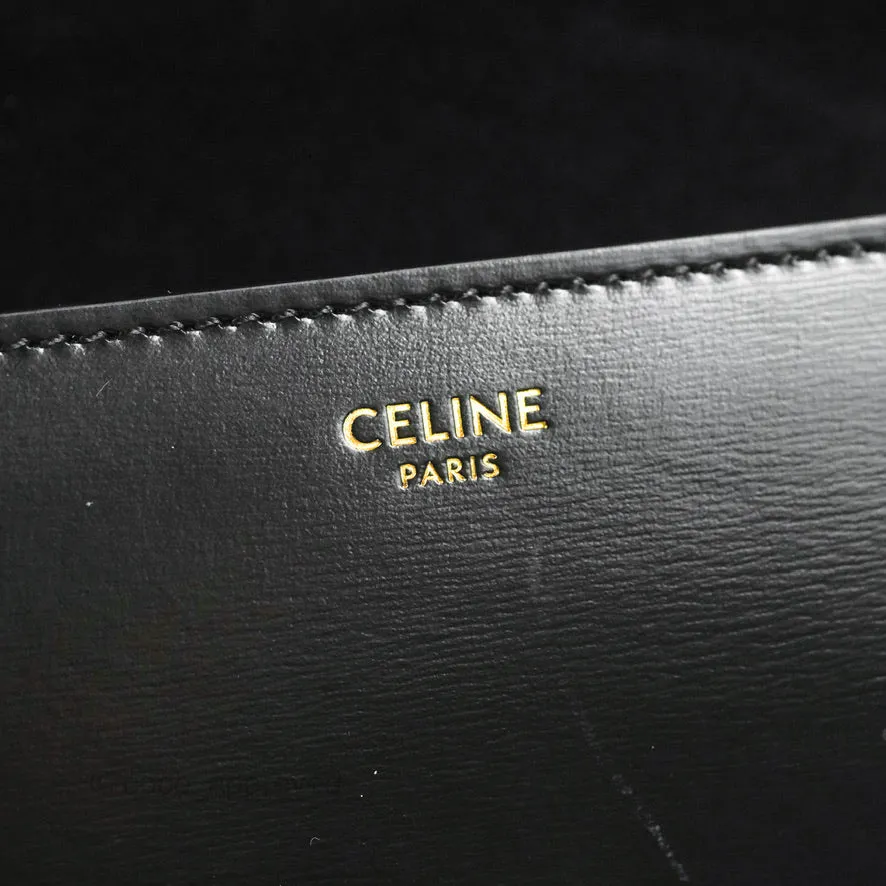 Celine Triomphe Shoulder Bag Black Calfskin