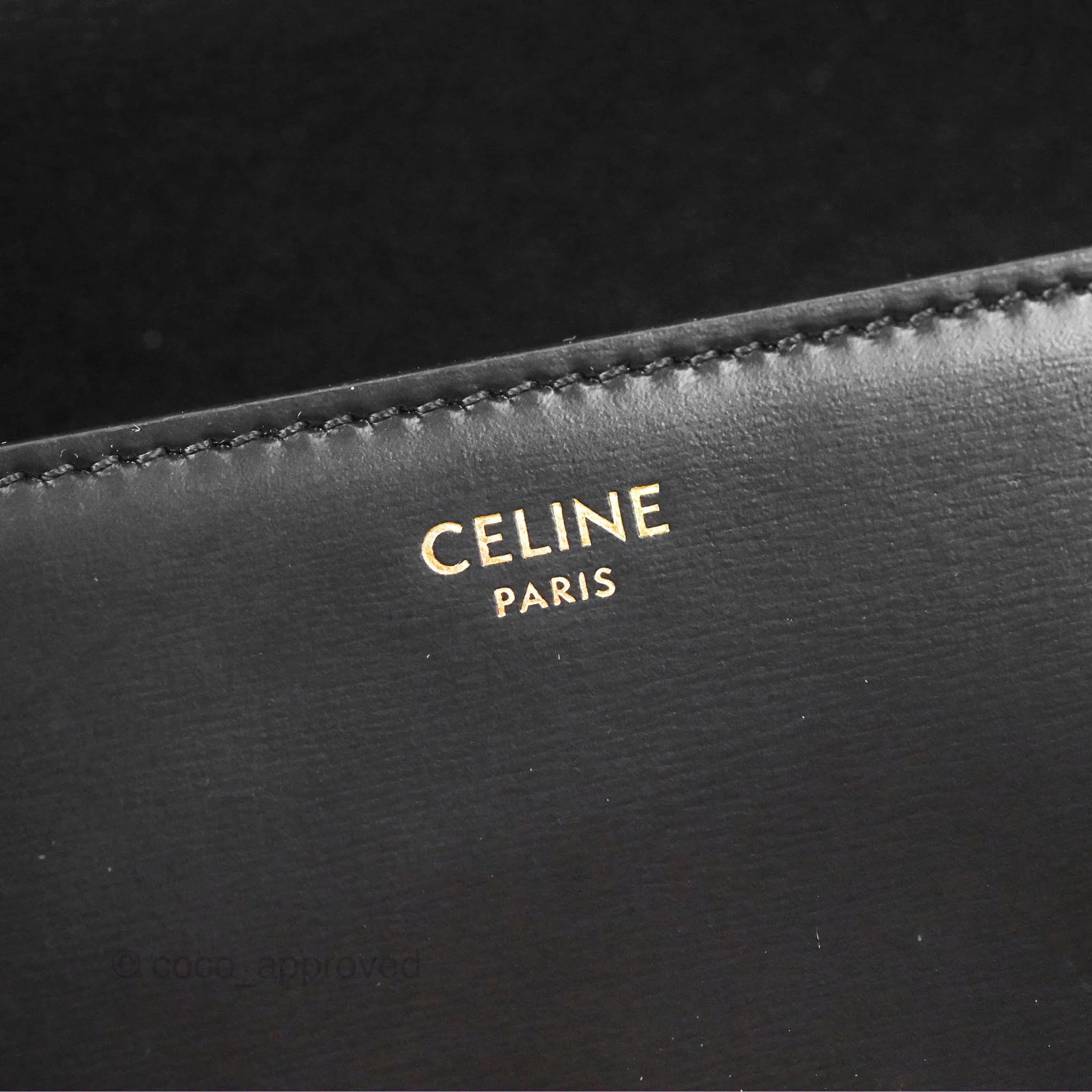 Celine Triomphe Shoulder Bag Black Calfskin