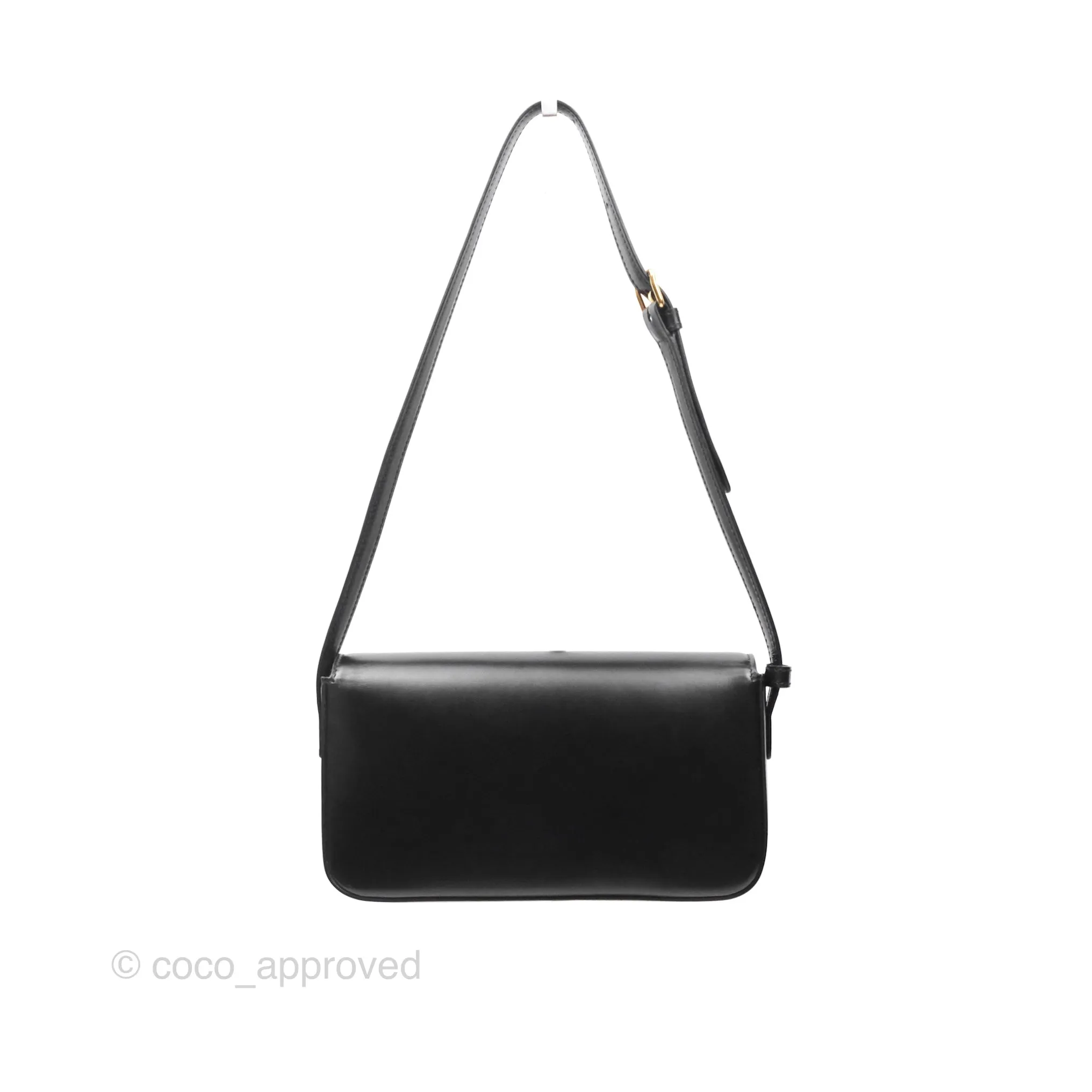 Celine Triomphe Shoulder Bag Black Calfskin