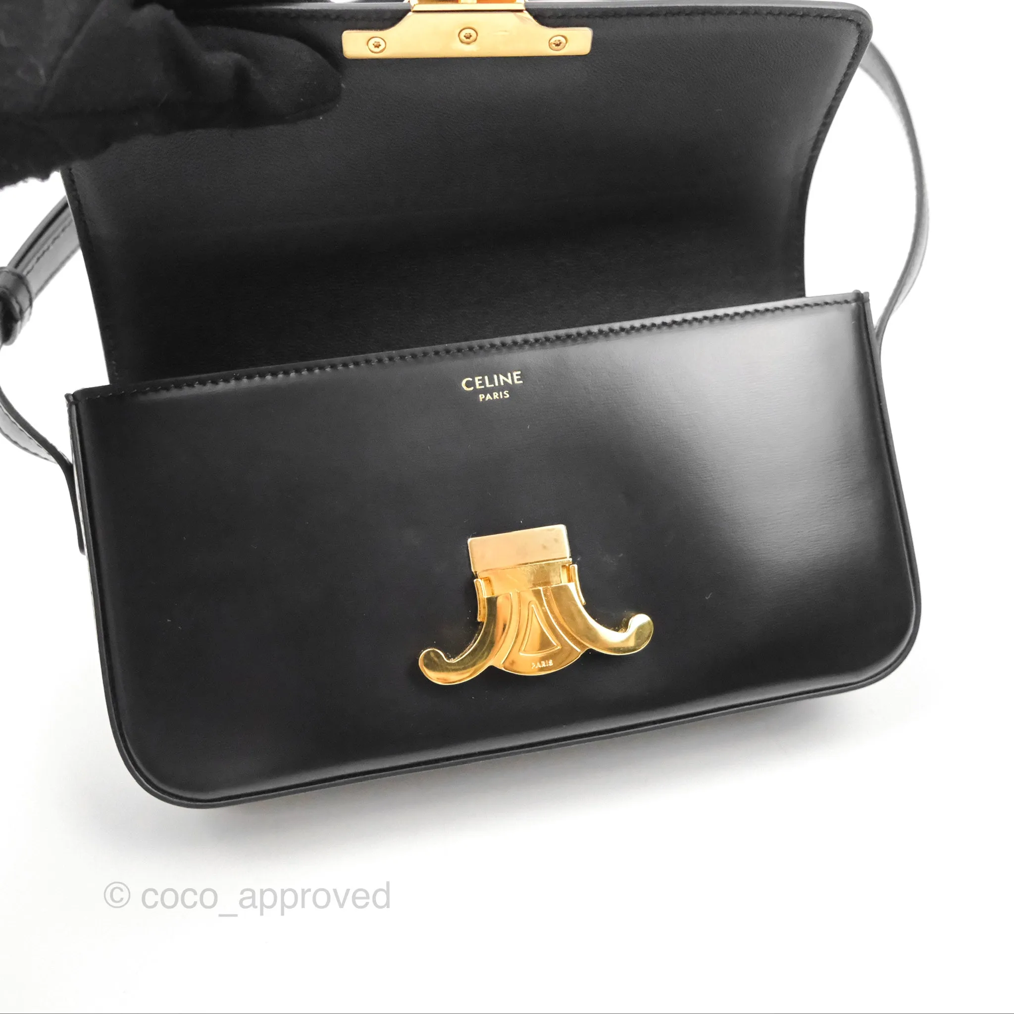 Celine Triomphe Shoulder Bag Black Calfskin