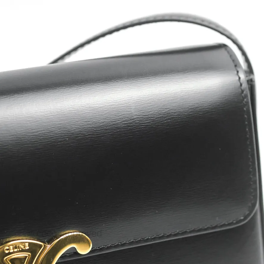 Celine Triomphe Shoulder Bag Black Calfskin