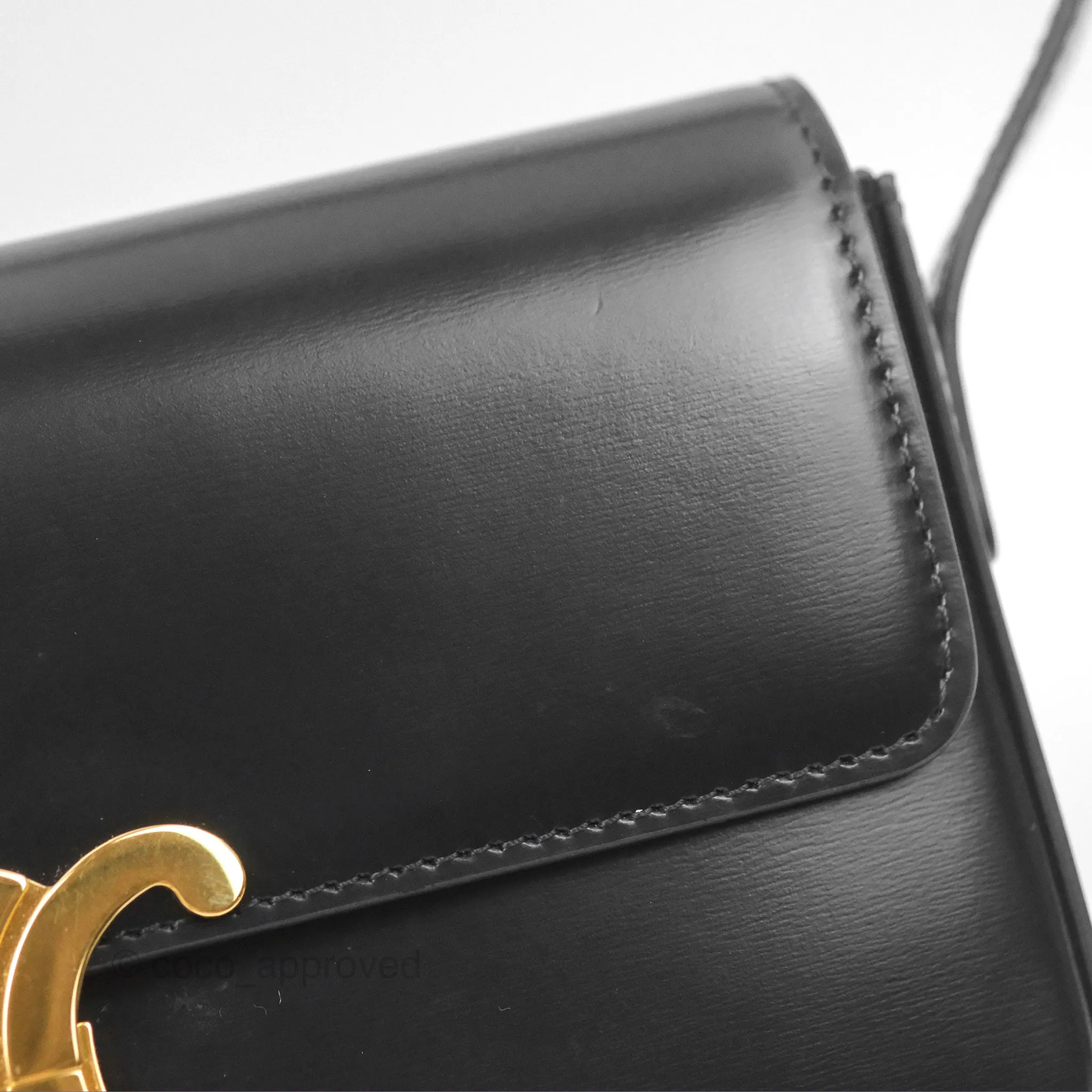 Celine Triomphe Shoulder Bag Black Calfskin