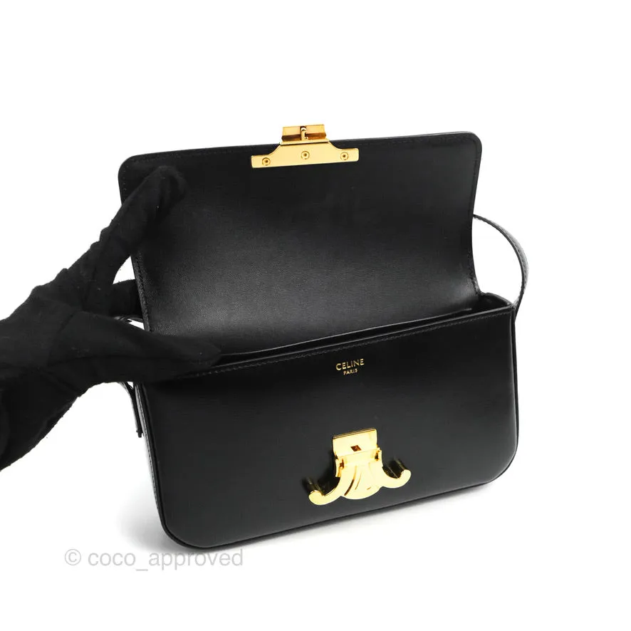 Celine Triomphe Shoulder Bag Black Calfskin