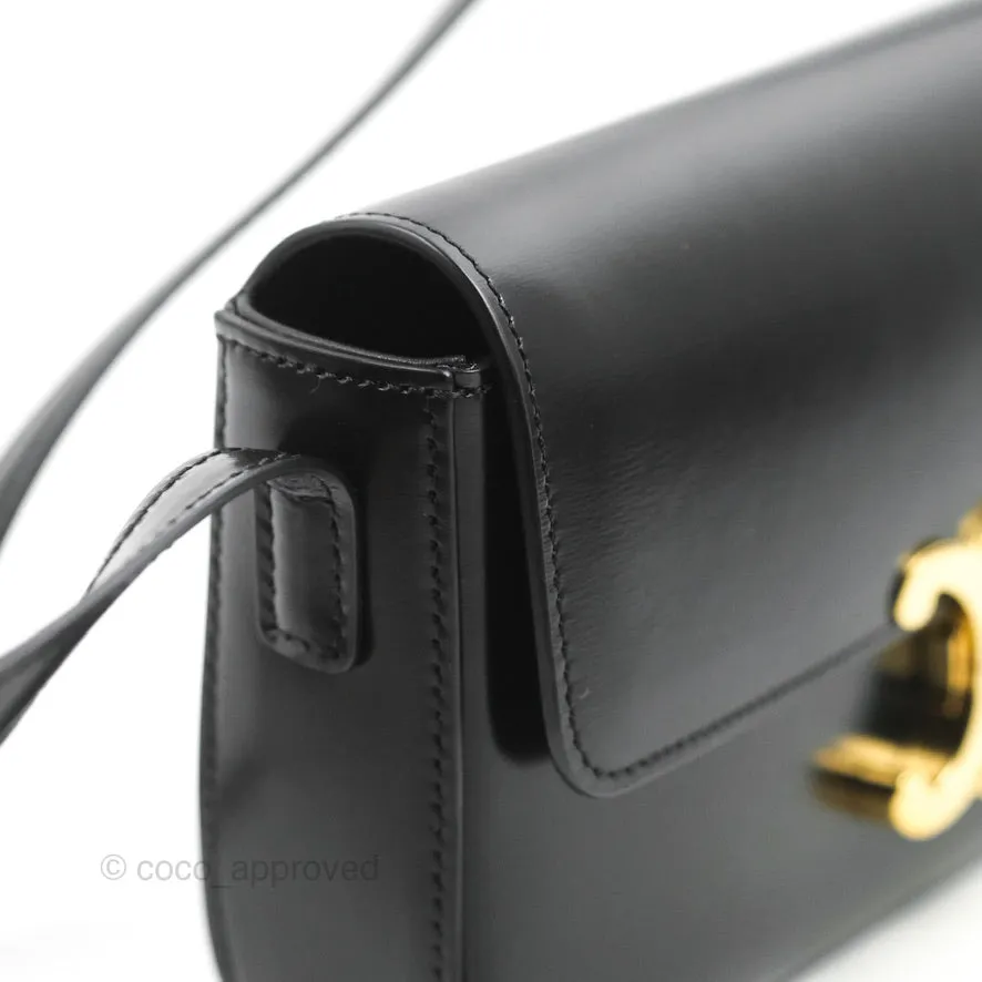 Celine Triomphe Shoulder Bag Black Calfskin