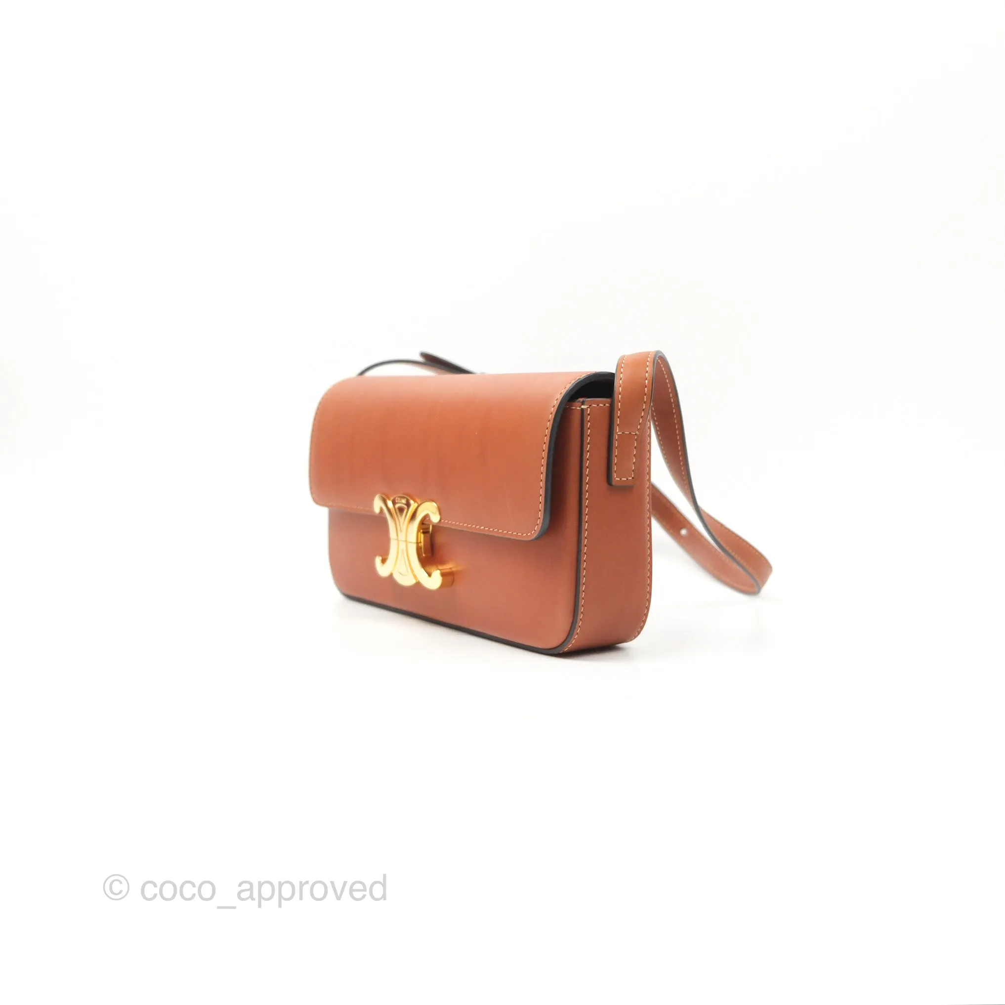 Celine Triomphe Shoulder Bag Tan Calfskin