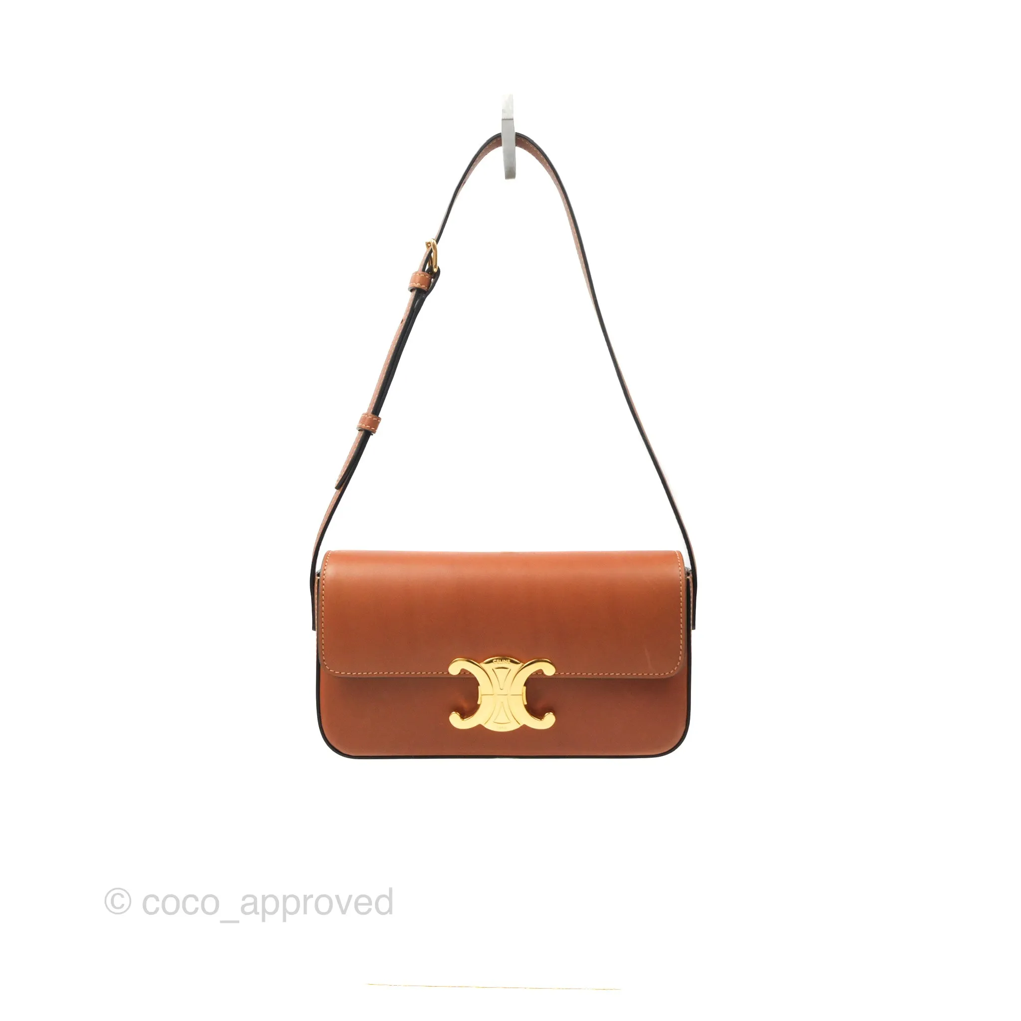 Celine Triomphe Shoulder Bag Tan Calfskin