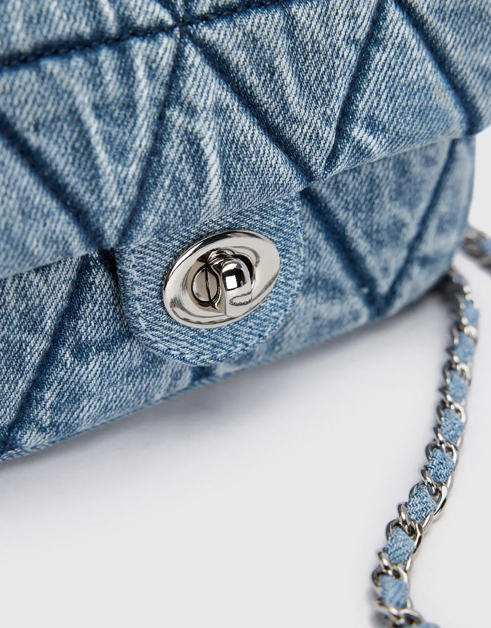 Chained Denim Shoulder Bag