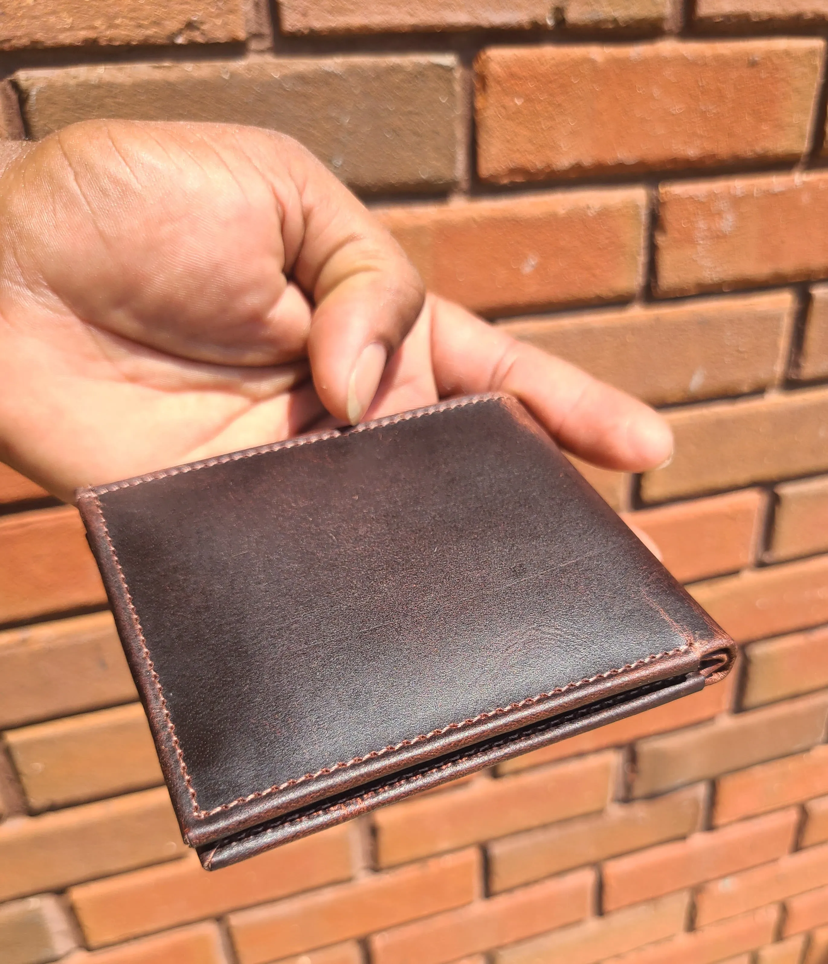 Classic Bison Leather Bifold Wallet