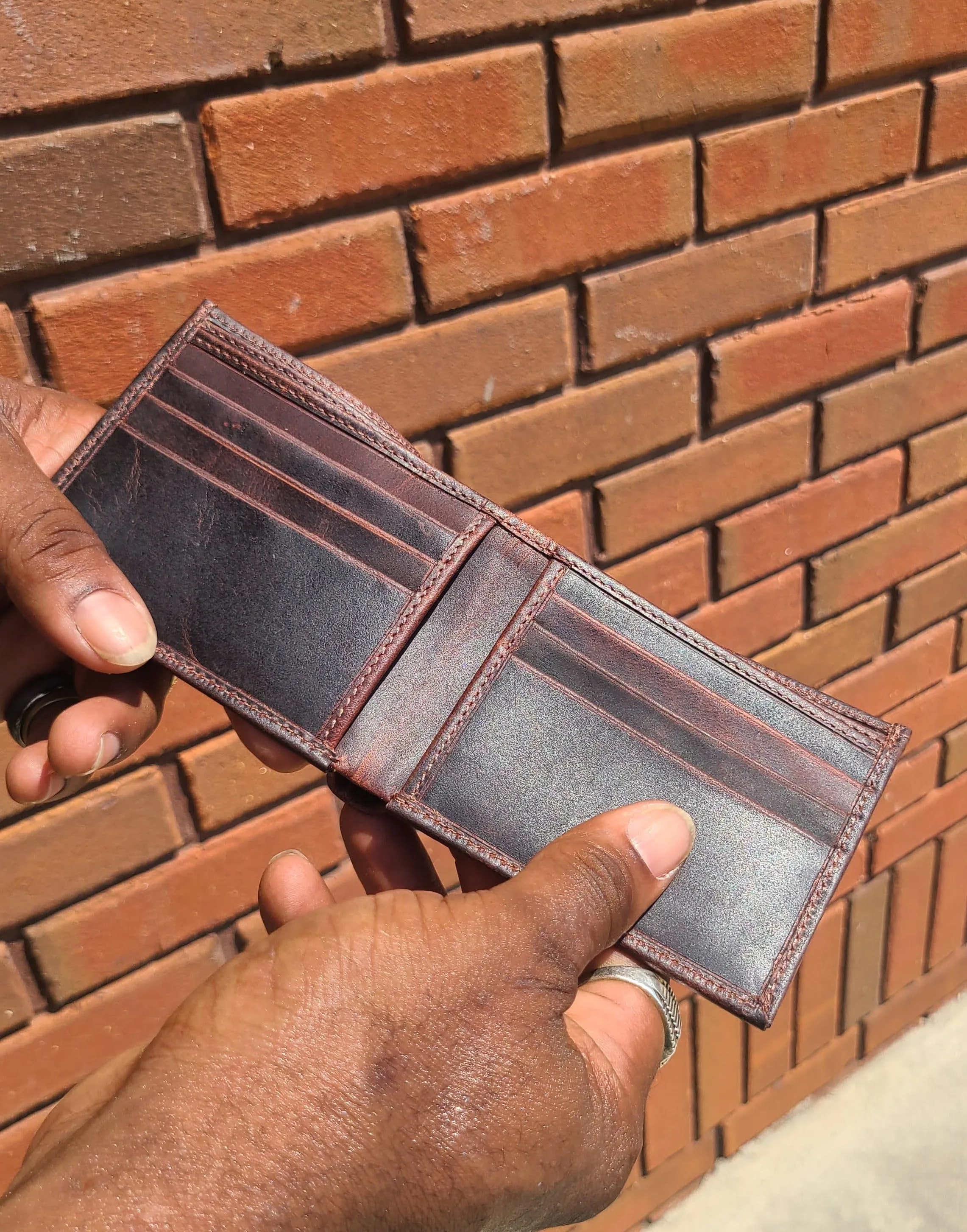 Classic Bison Leather Bifold Wallet