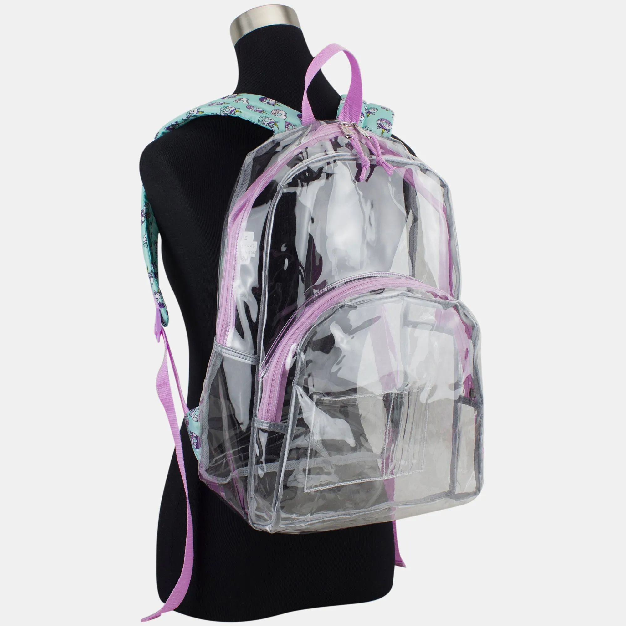 Clear Backpack with Printed Straps