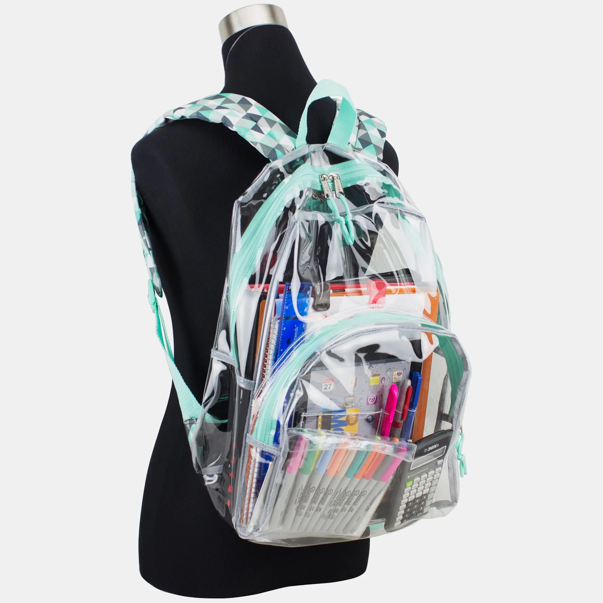 Clear Backpack with Printed Straps