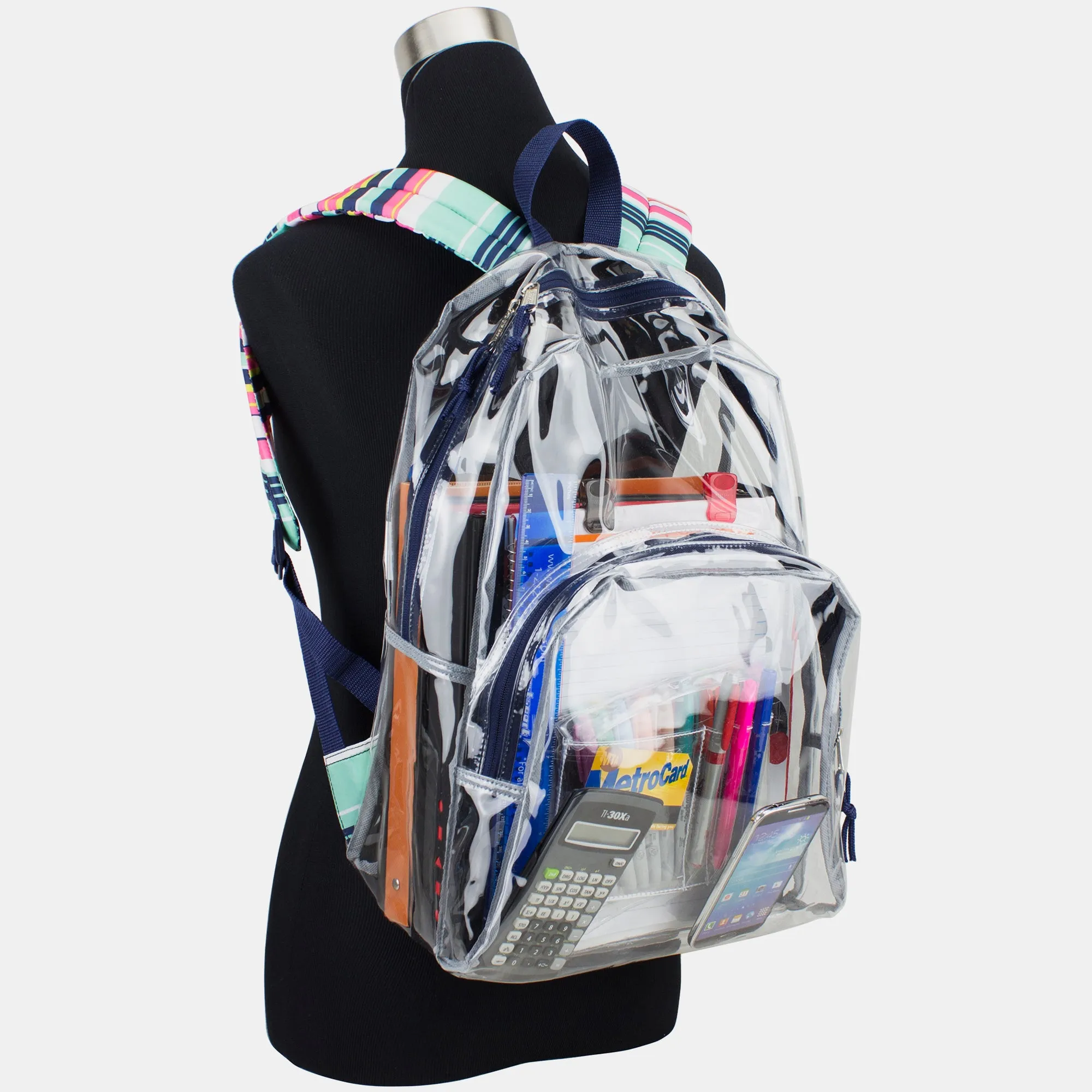 Clear Backpack with Printed Straps