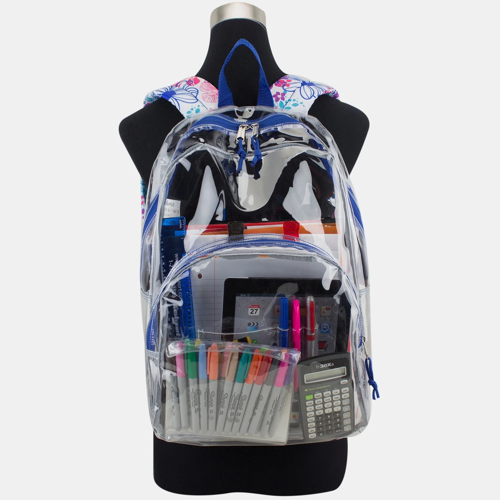 Clear Backpack with Printed Straps