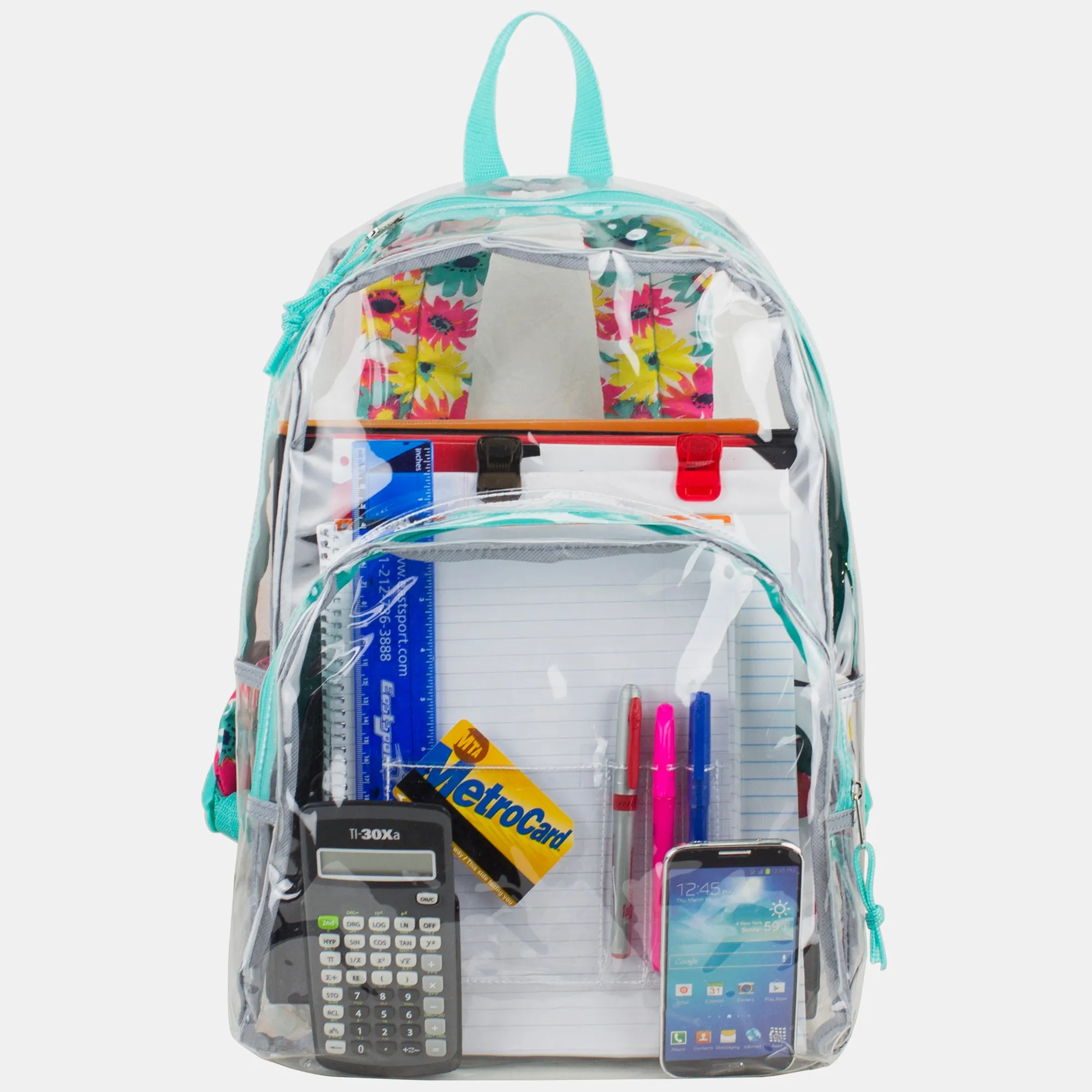 Clear Backpack with Printed Straps