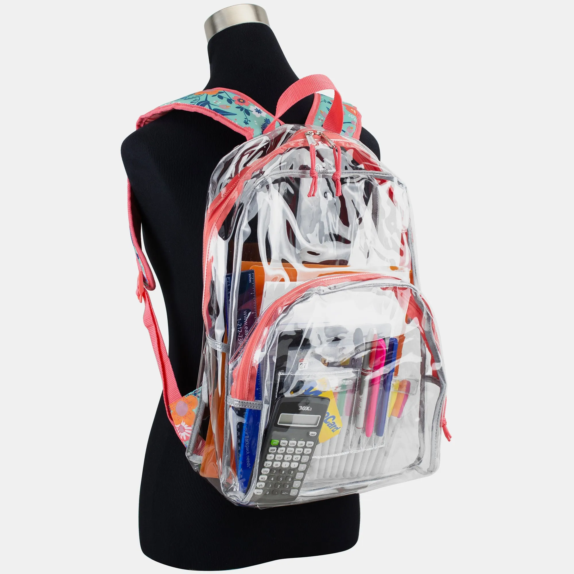 Clear Backpack with Printed Straps