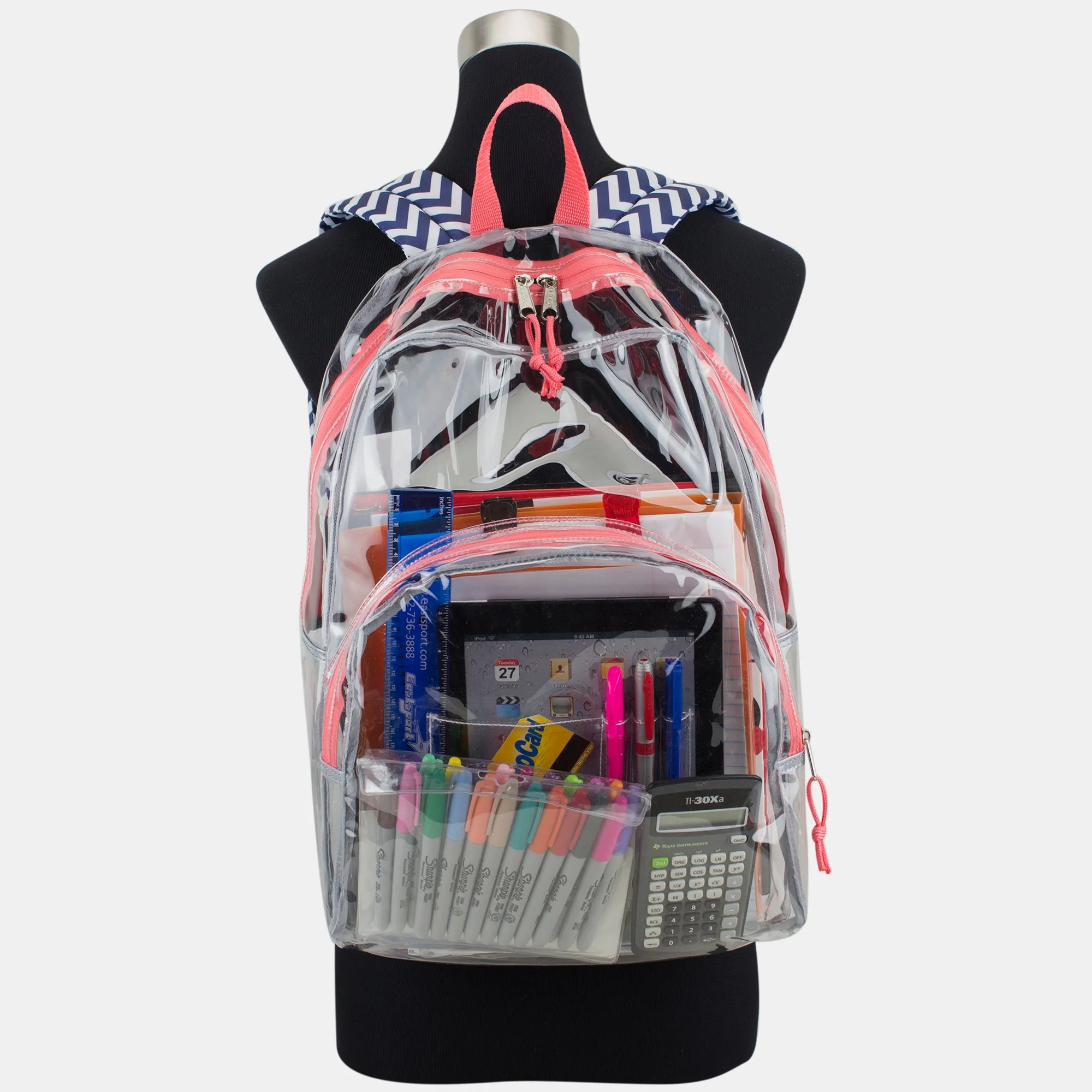 Clear Backpack with Printed Straps