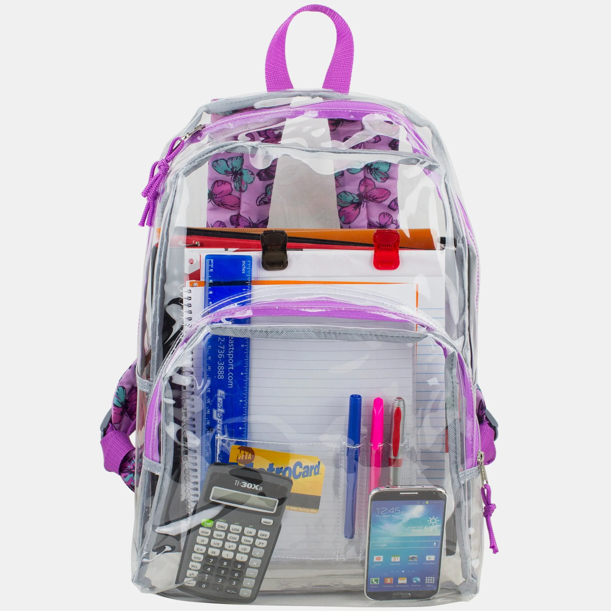 Clear Backpack with Printed Straps