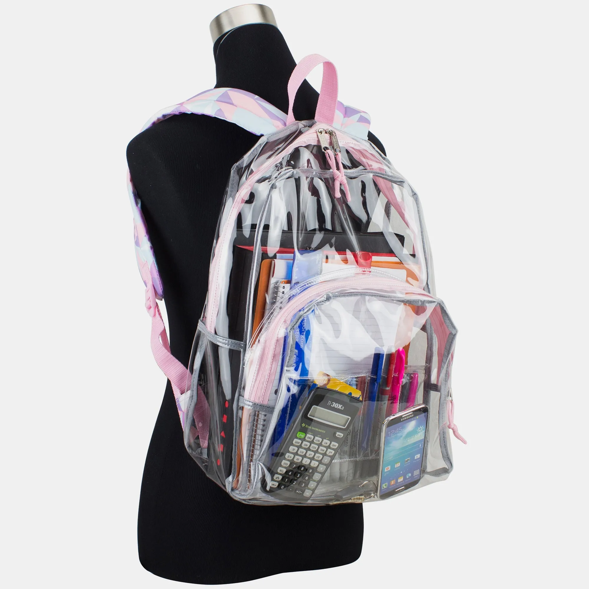 Clear Backpack with Printed Straps