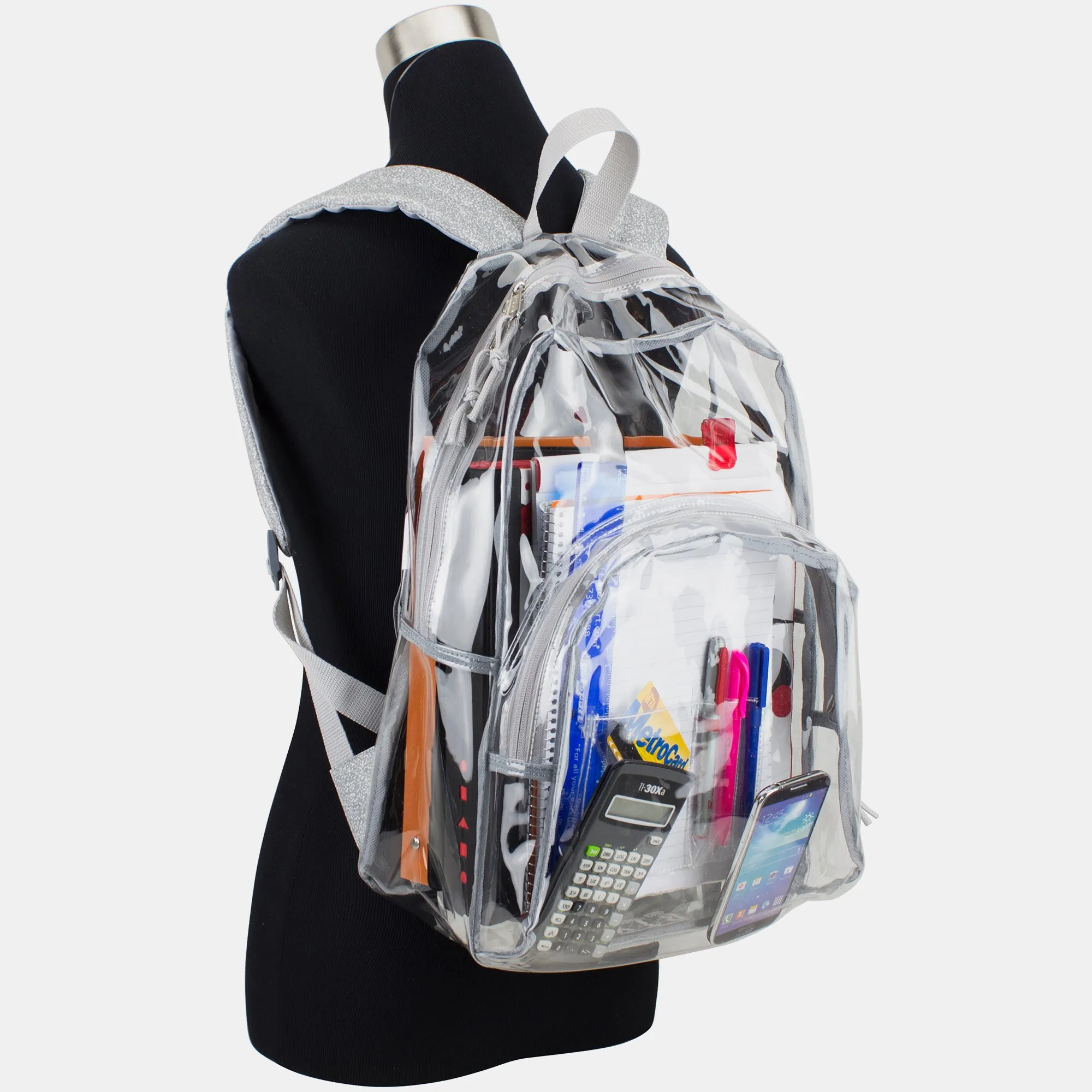 Clear Backpack with Printed Straps