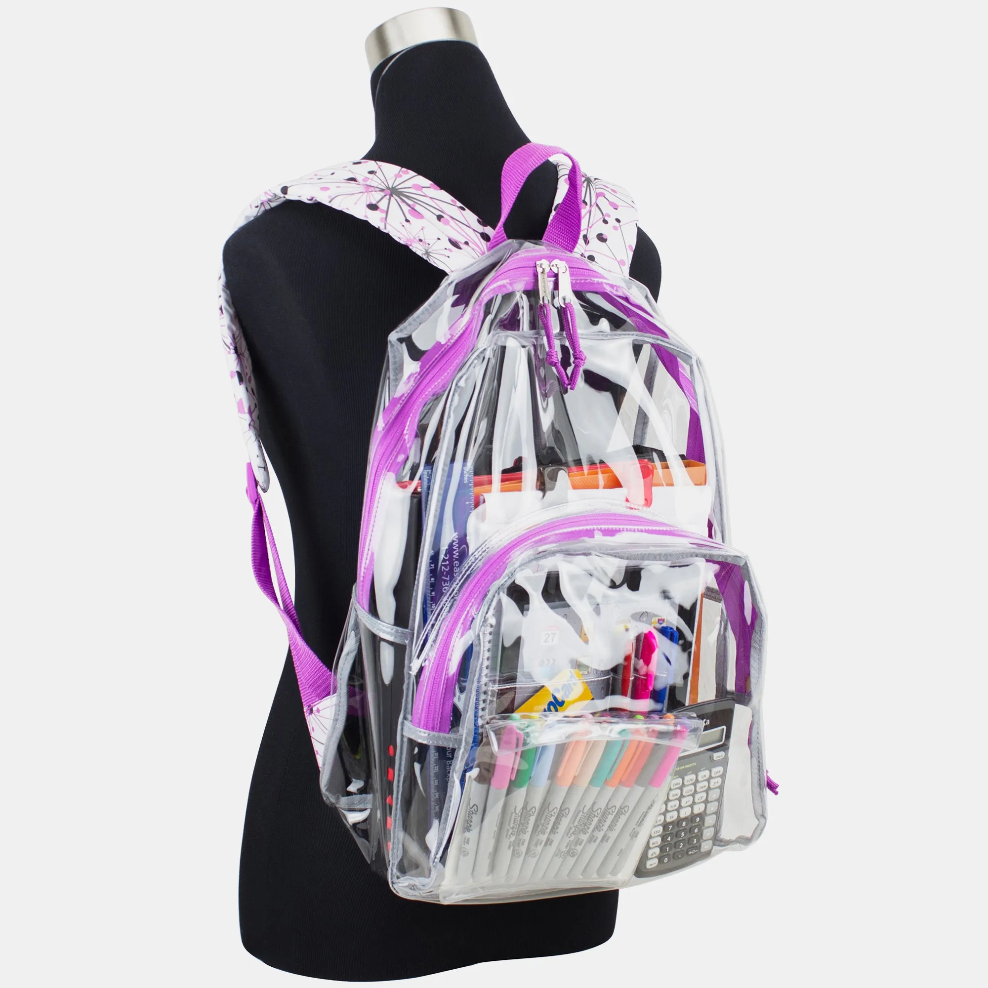 Clear Backpack with Printed Straps