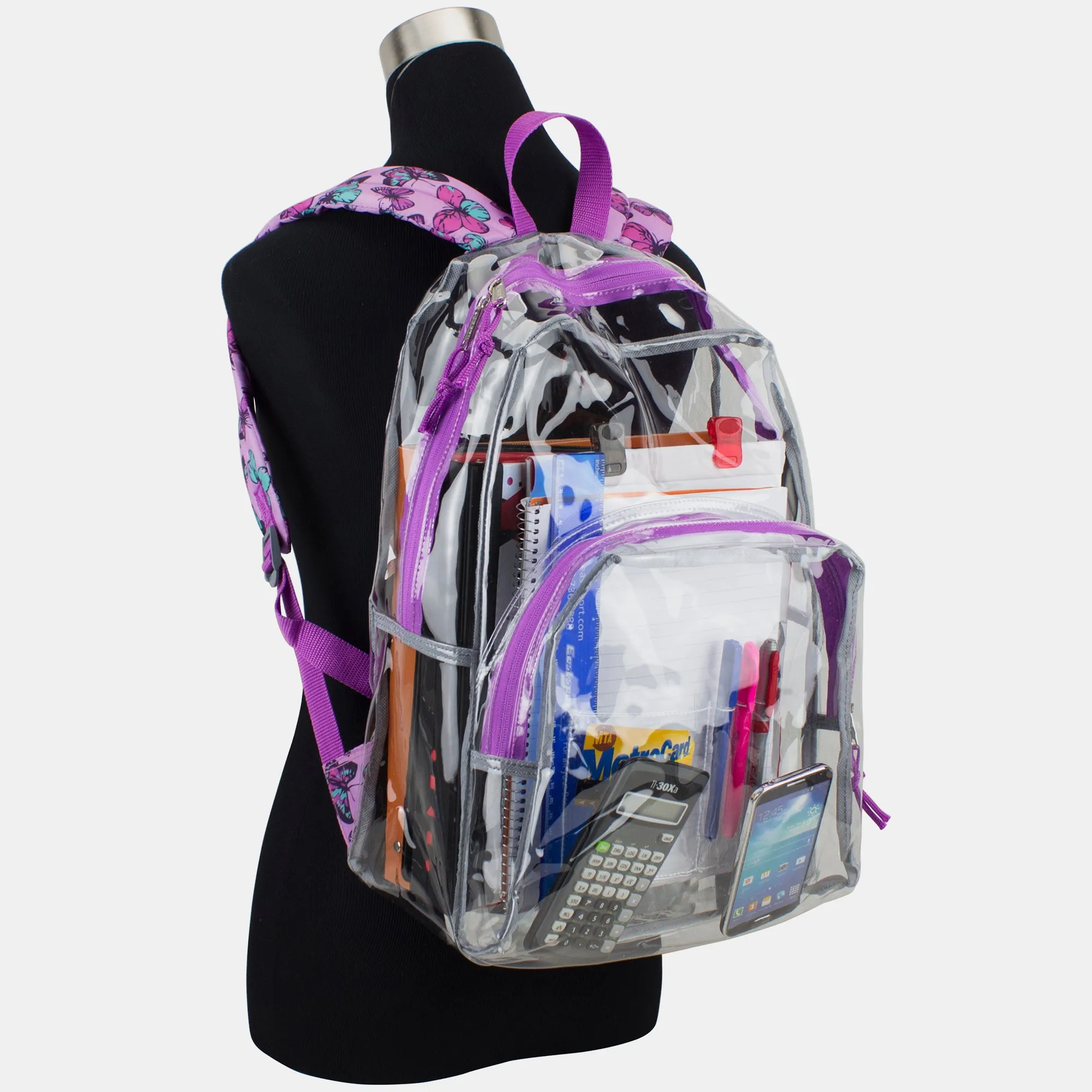 Clear Backpack with Printed Straps