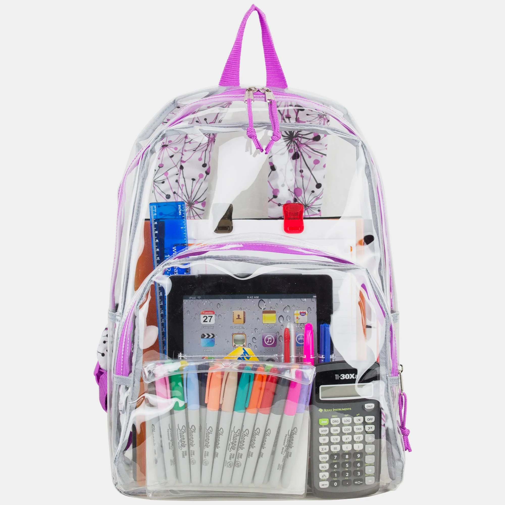 Clear Backpack with Printed Straps