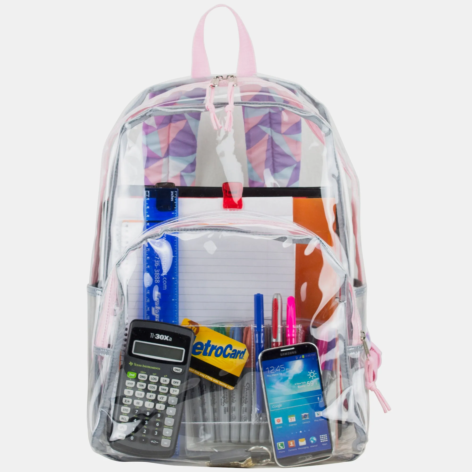 Clear Backpack with Printed Straps