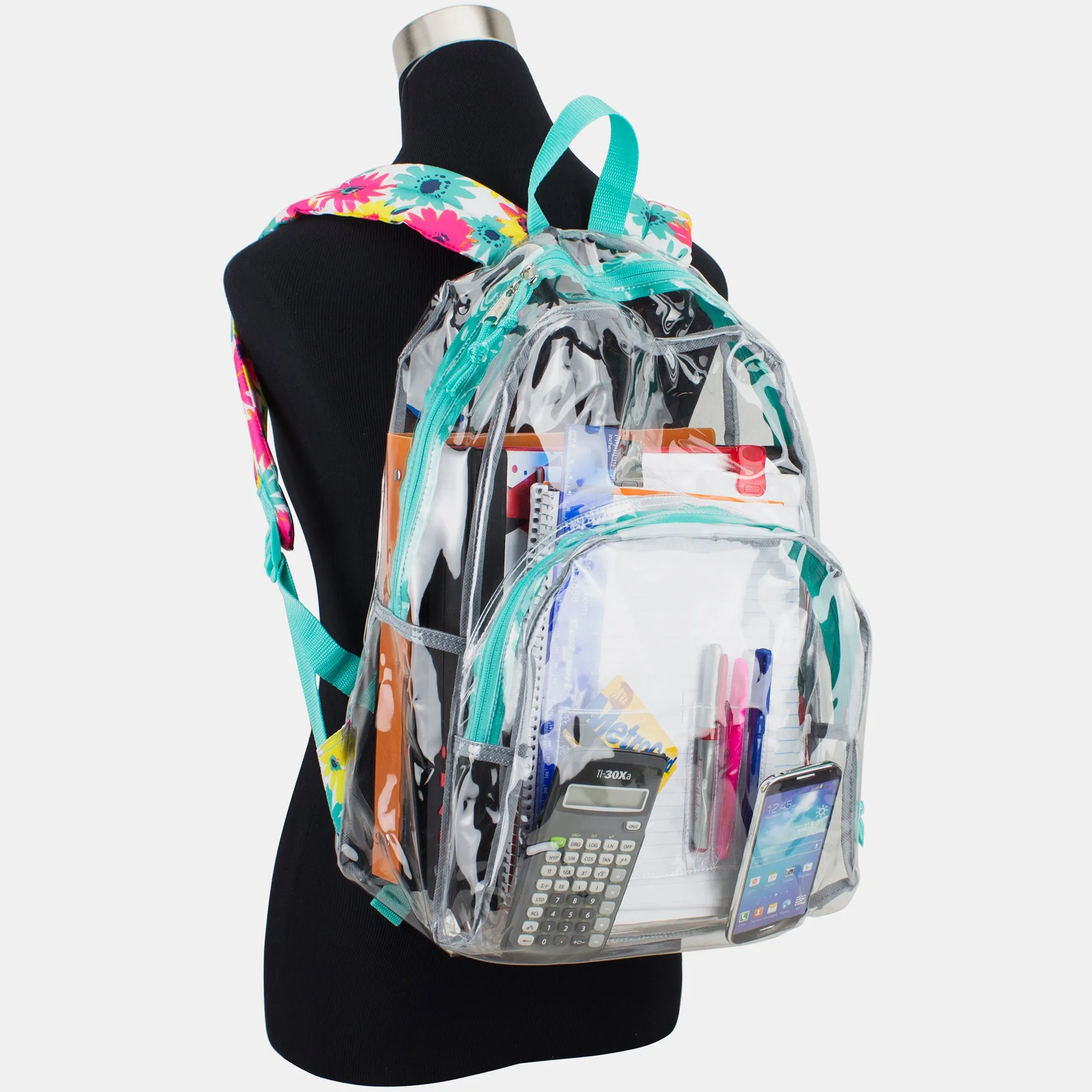 Clear Backpack with Printed Straps