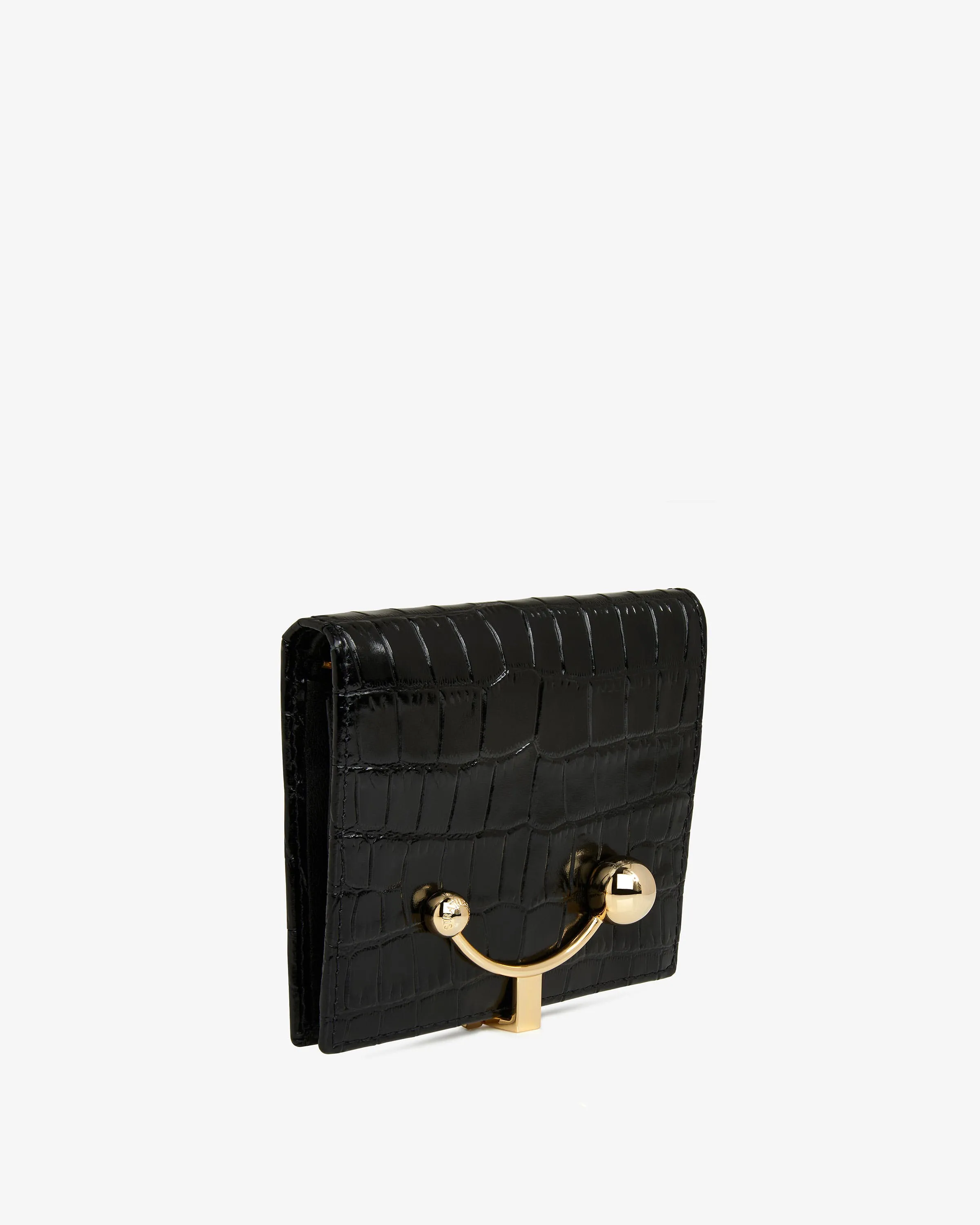 Crescent Wallet - Croc-Embossed Leather Black