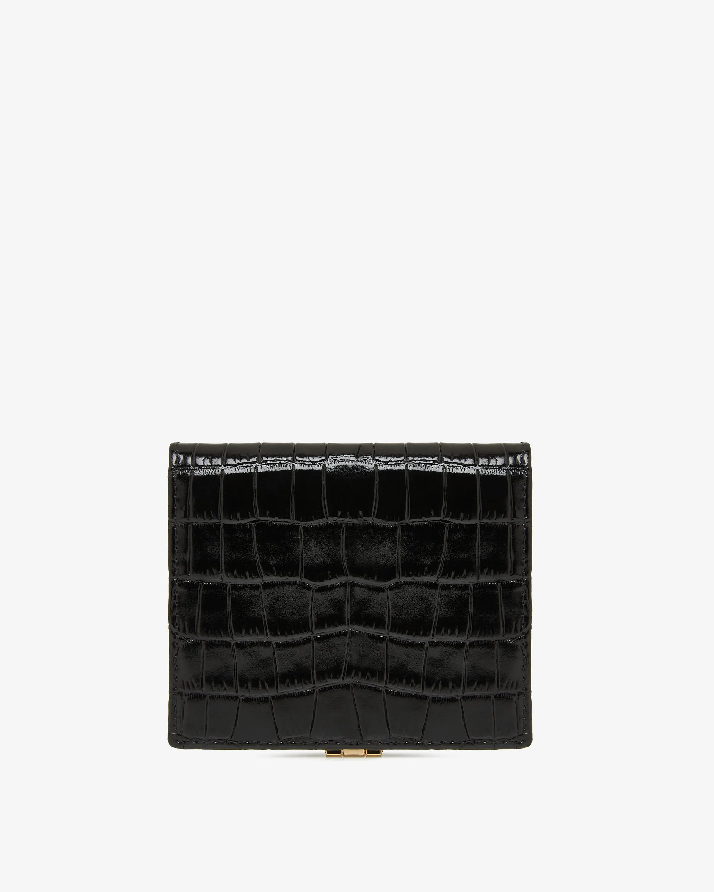 Crescent Wallet - Croc-Embossed Leather Black