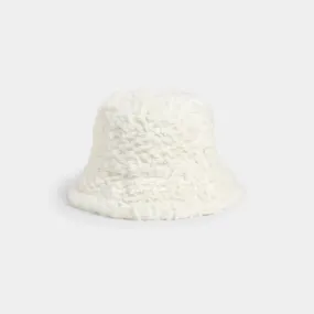 Faux Fur Bucket Hat - White