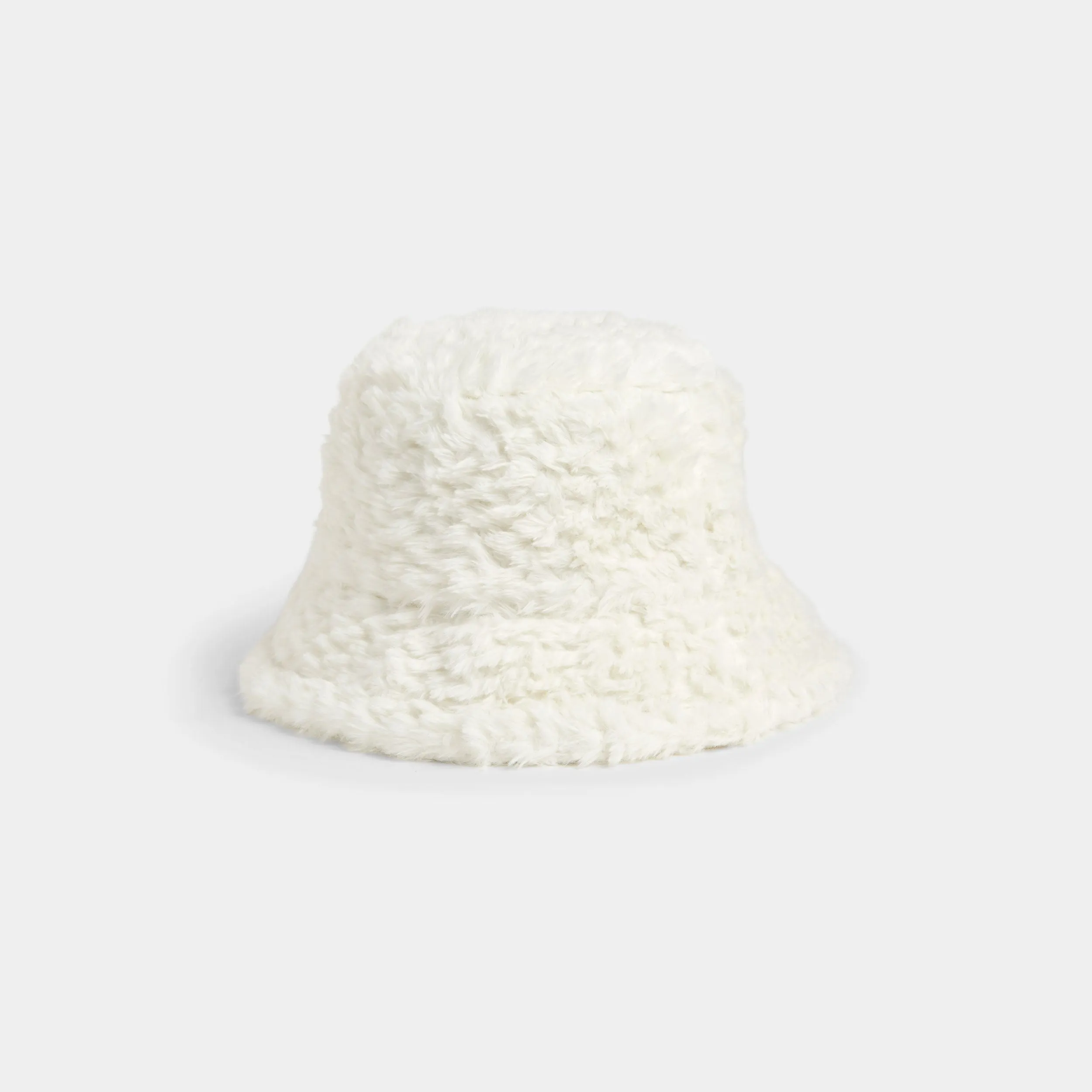 Faux Fur Bucket Hat - White