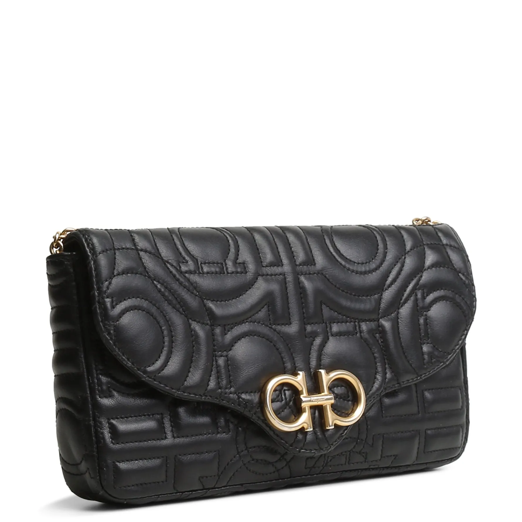 FERRAGAMO Gancini Shoulder Bag - Black