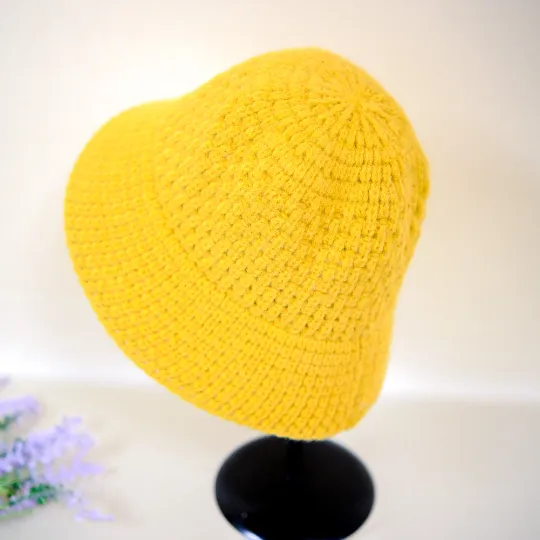 Hand Knit Solid Color Bucket Hat