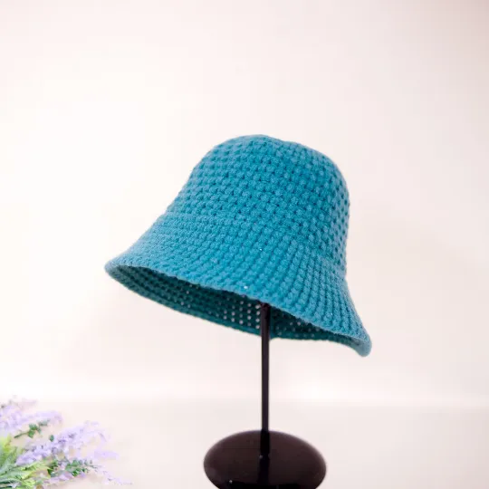 Hand Knit Solid Color Bucket Hat