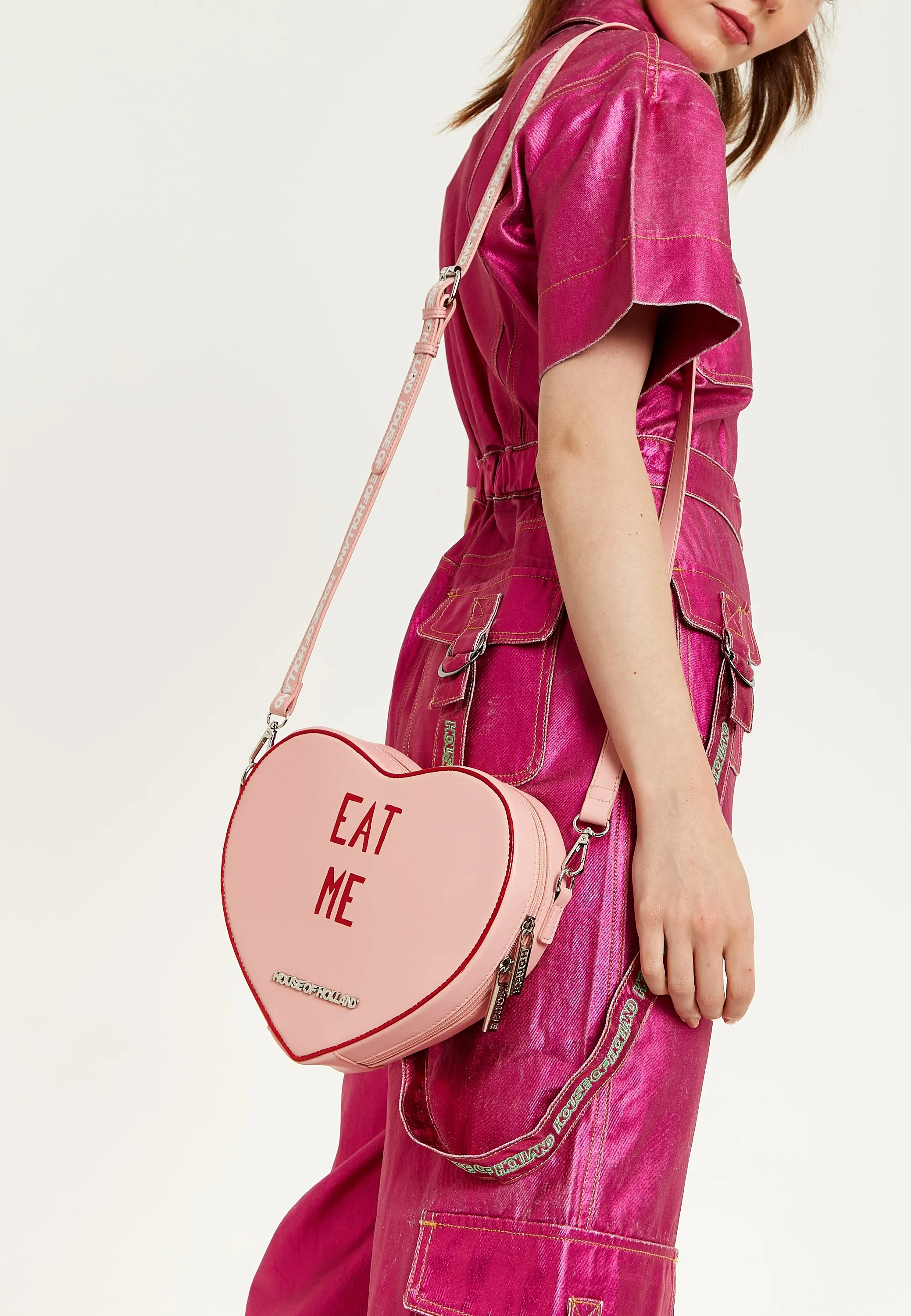 House Of Holland Bitter Sweet Heart Handbag With ''Eat Me'' Message