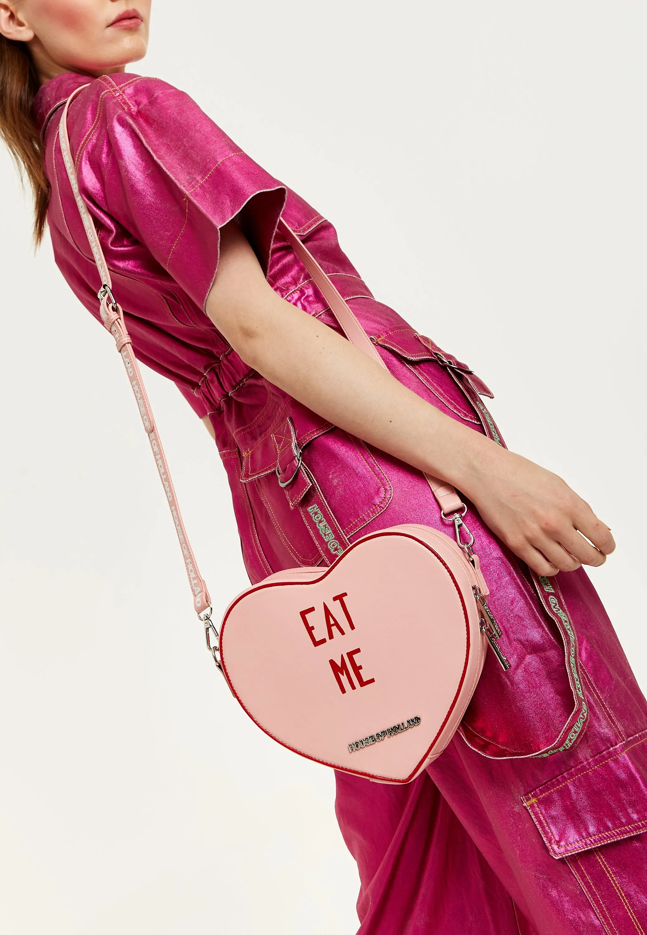 House Of Holland Bitter Sweet Heart Handbag With ''Eat Me'' Message