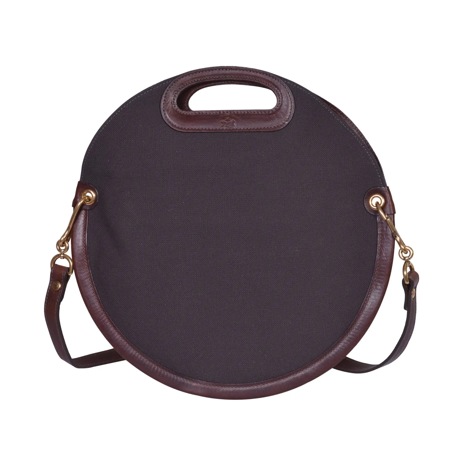 IL BISONTE  CASUAL WOMEN'S CIRCULAR HANDBAG IN DARK BROWN TECHNICAL FABRIC