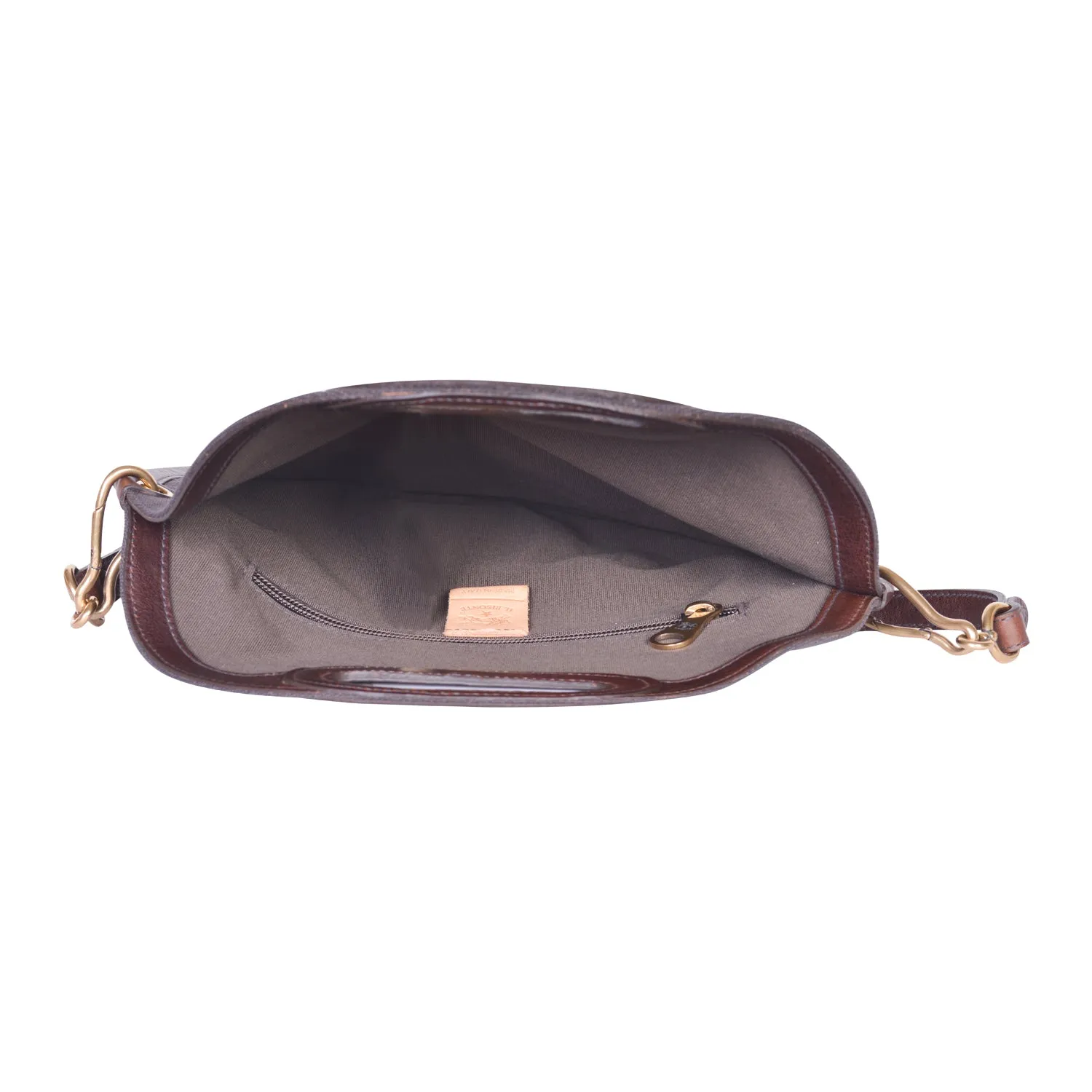 IL BISONTE  CASUAL WOMEN'S CIRCULAR HANDBAG IN DARK BROWN TECHNICAL FABRIC