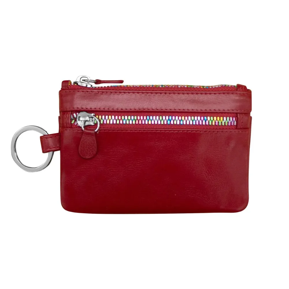 ili New York Red/Rainbow Metallic Zip Coin Purse (Women's)