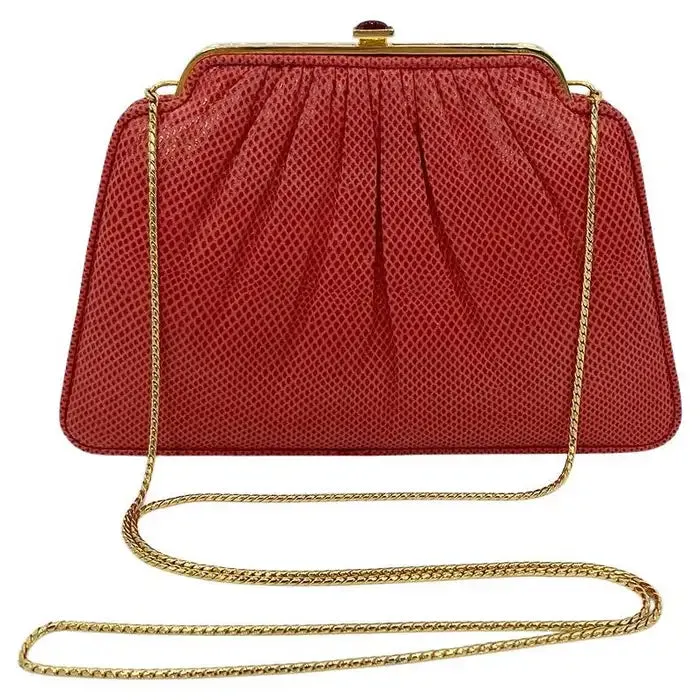 Judith Leiber Red Lizard Small Shoulder Bag