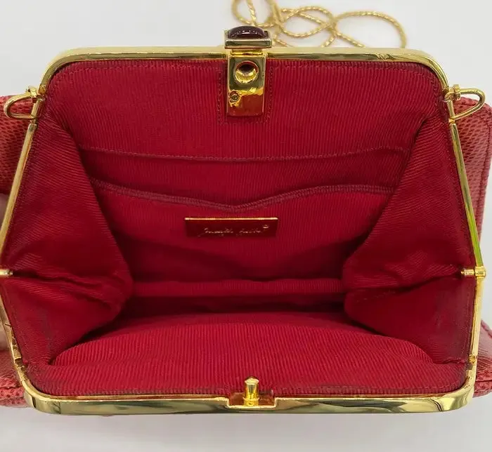 Judith Leiber Red Lizard Small Shoulder Bag