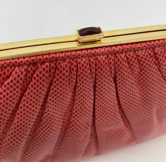 Judith Leiber Red Lizard Small Shoulder Bag