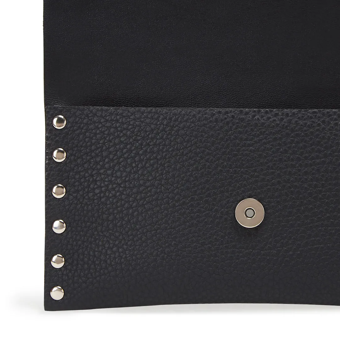 L.A PEBBLED VEGAN LEATHER WALLET BLACK