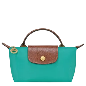 Longchamp Le Pliage Green Coin Purse with Handle Turquoise