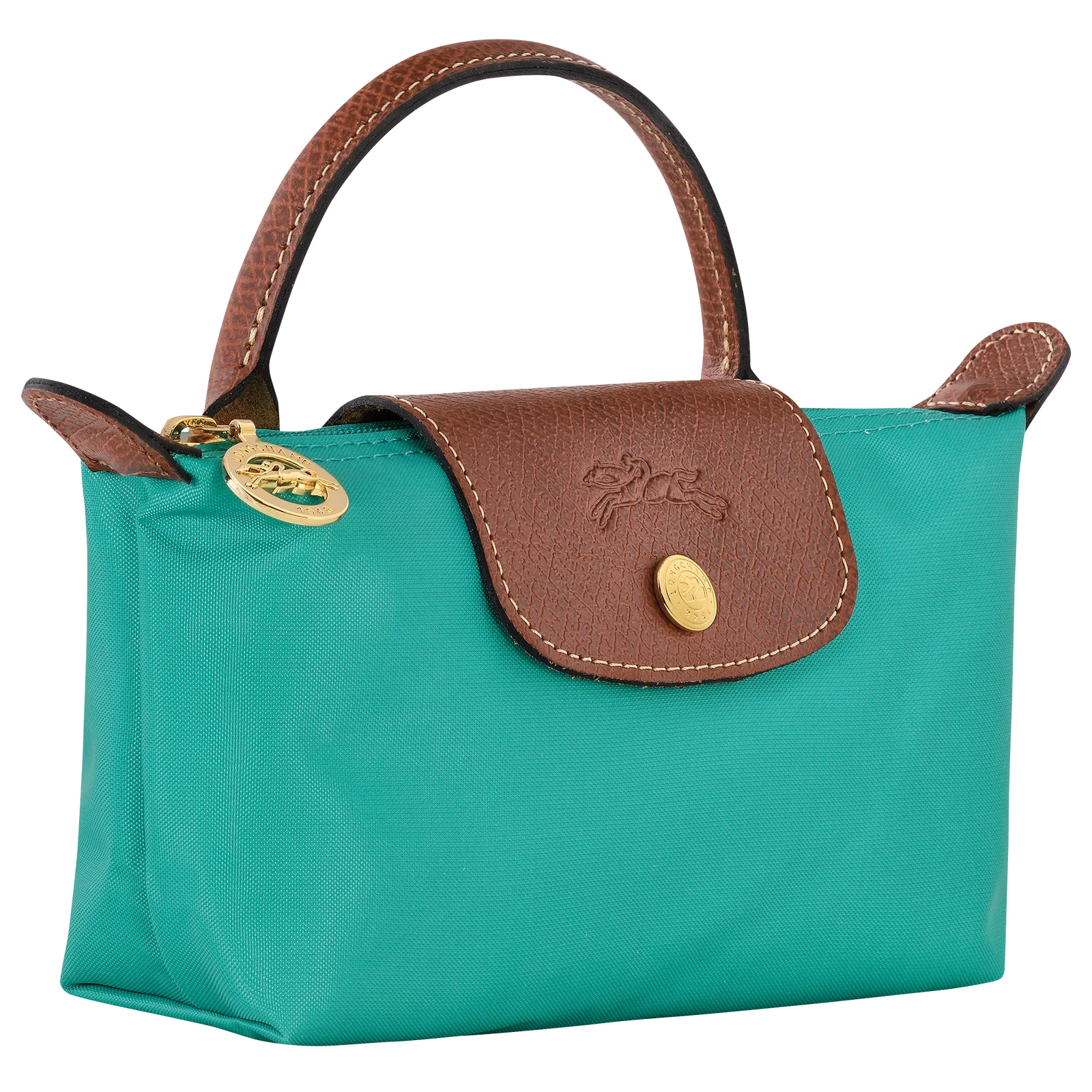 Longchamp Le Pliage Green Coin Purse with Handle Turquoise