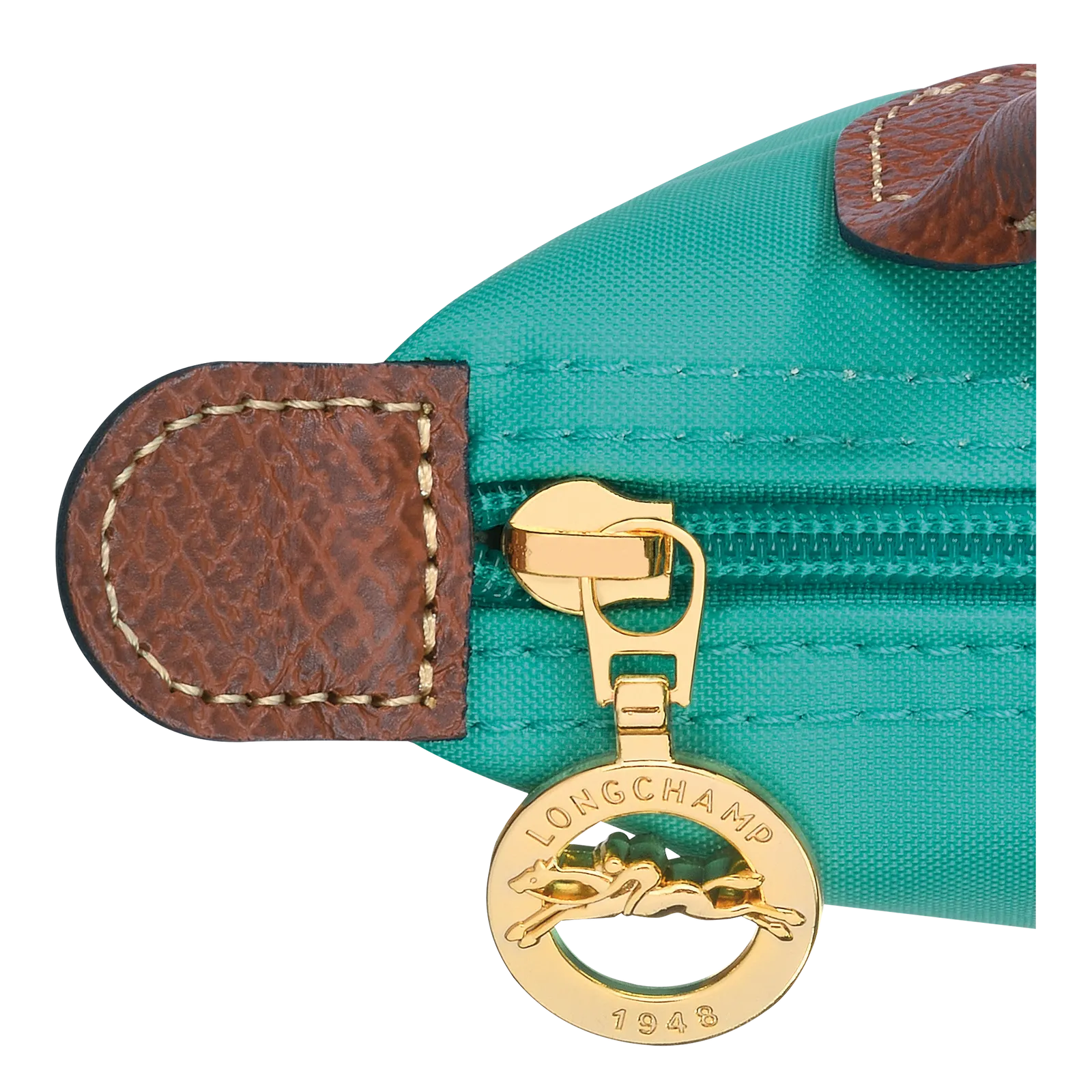 Longchamp Le Pliage Green Coin Purse with Handle Turquoise