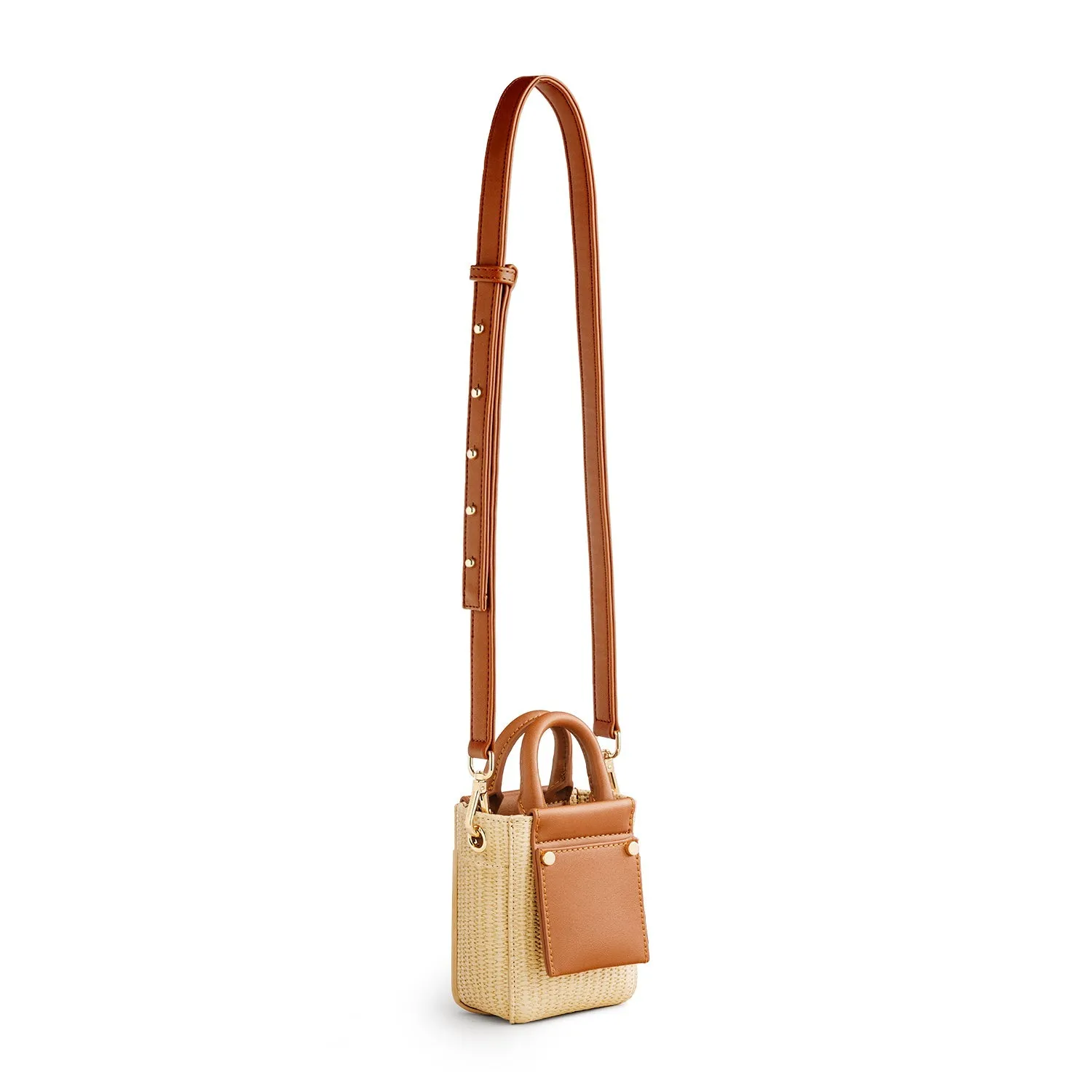 Nicola Micro Tote Woven - Brown