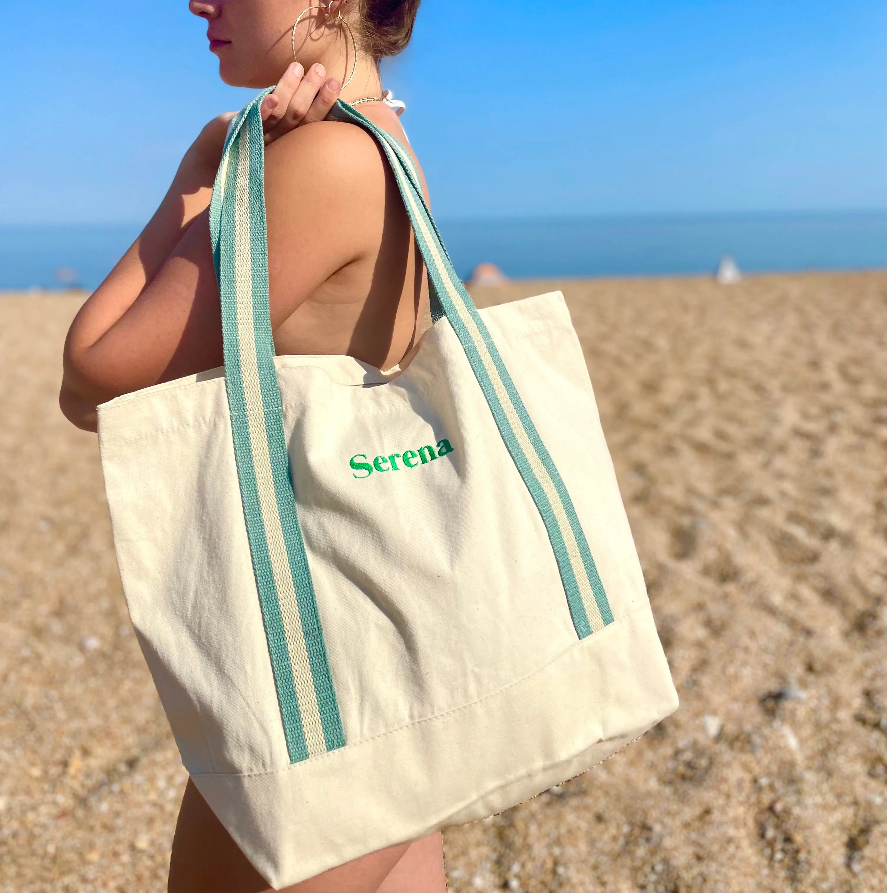 Personalised Striped Tote Bag